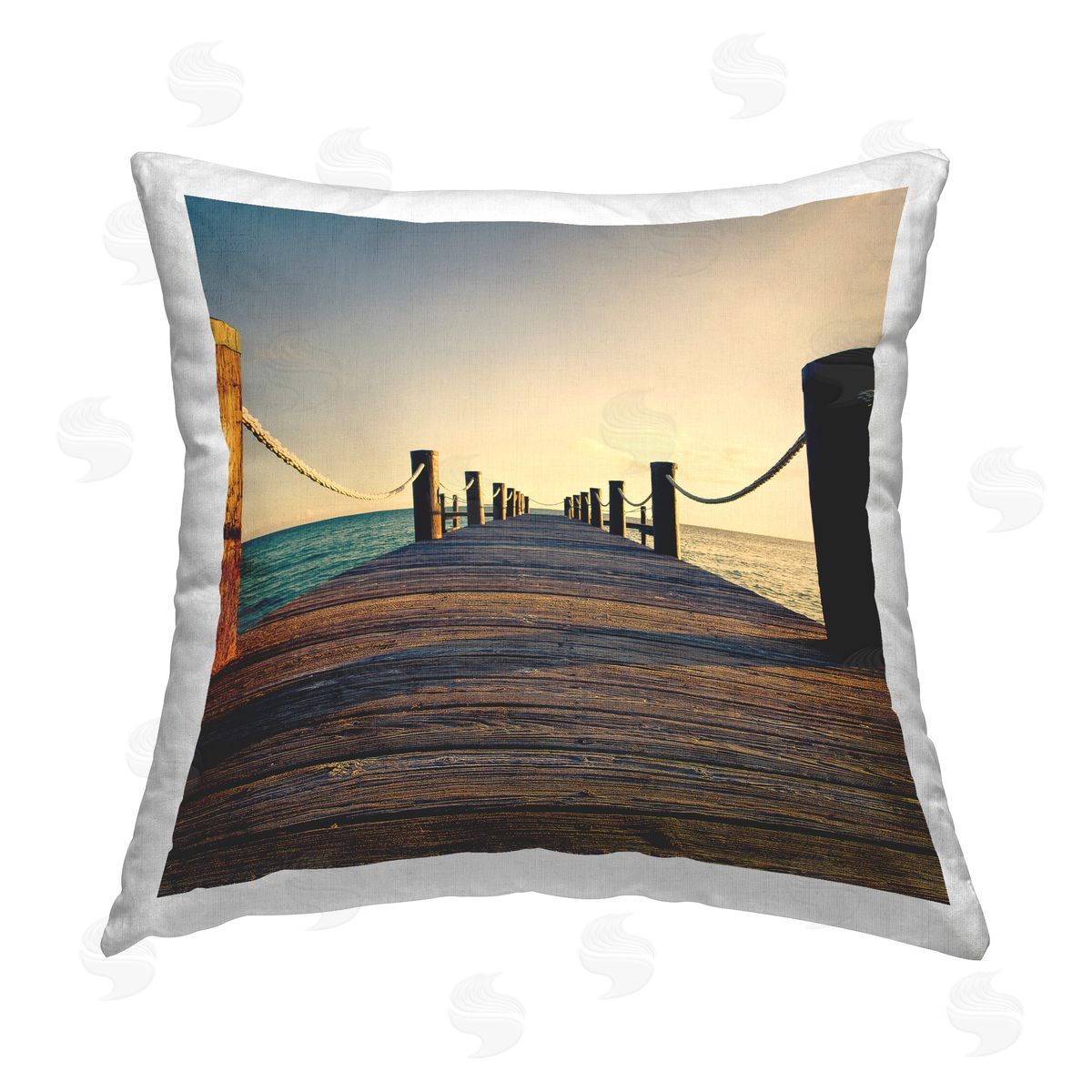 Susan Bryant Coastal Beach Dock Printed Plush Polyester Throw Pillow