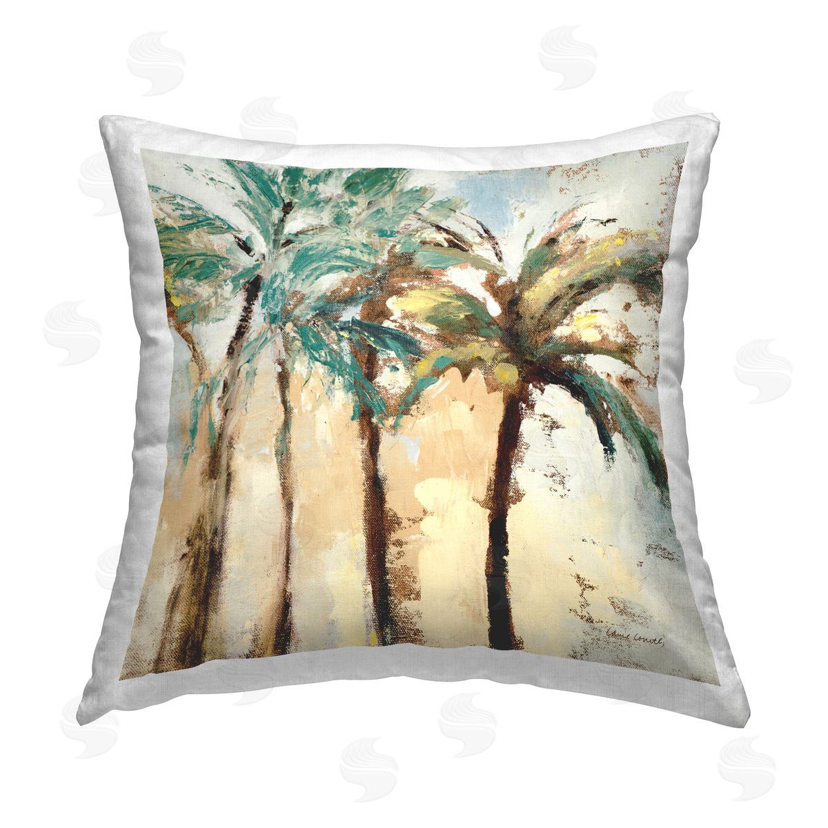 Lanie Loreth Rustic Brushed Palm Trees Printed Plush Polyester Throw Pillow