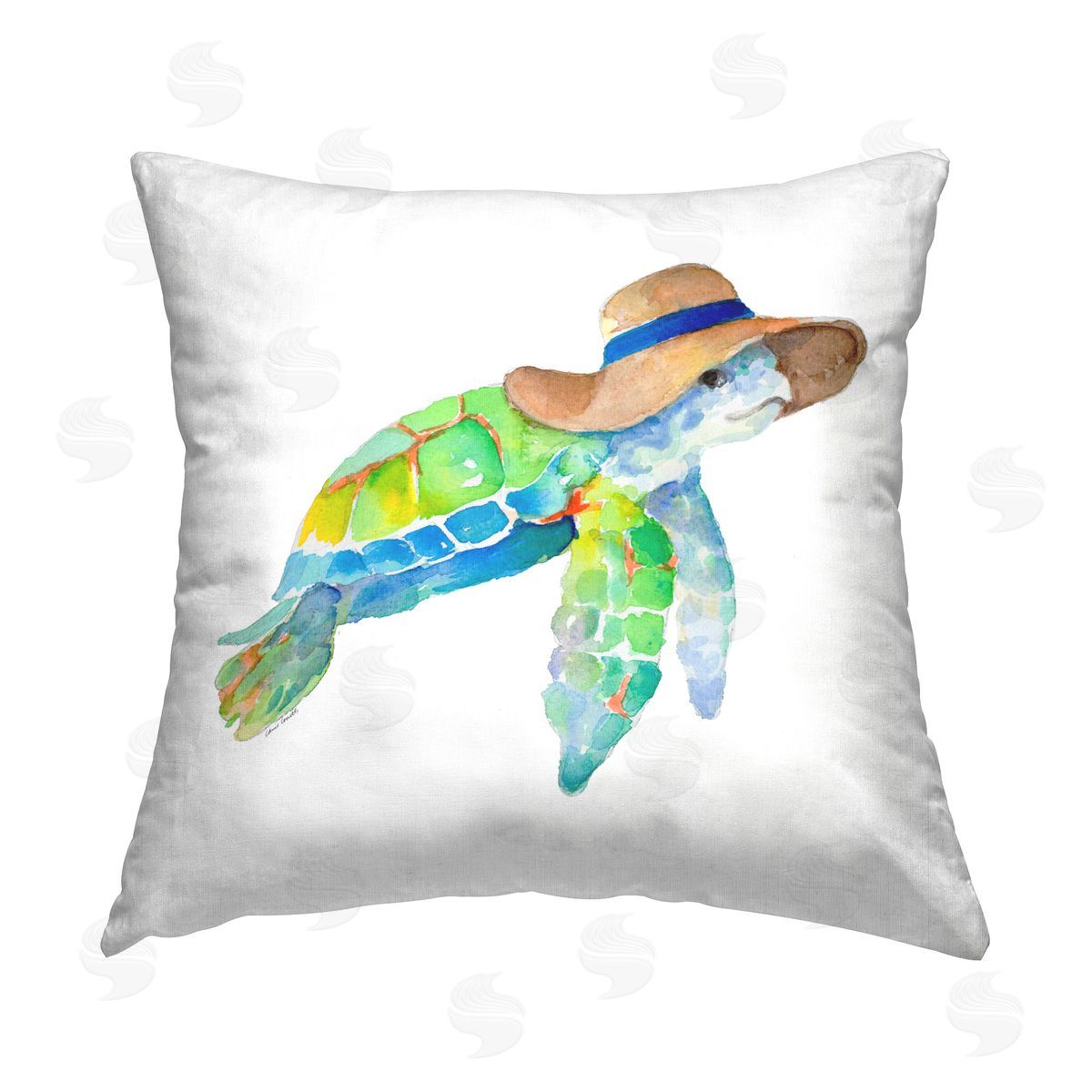 Lanie Loreth Beach Ready Turtle Printed Plush Polyester Throw Pillow