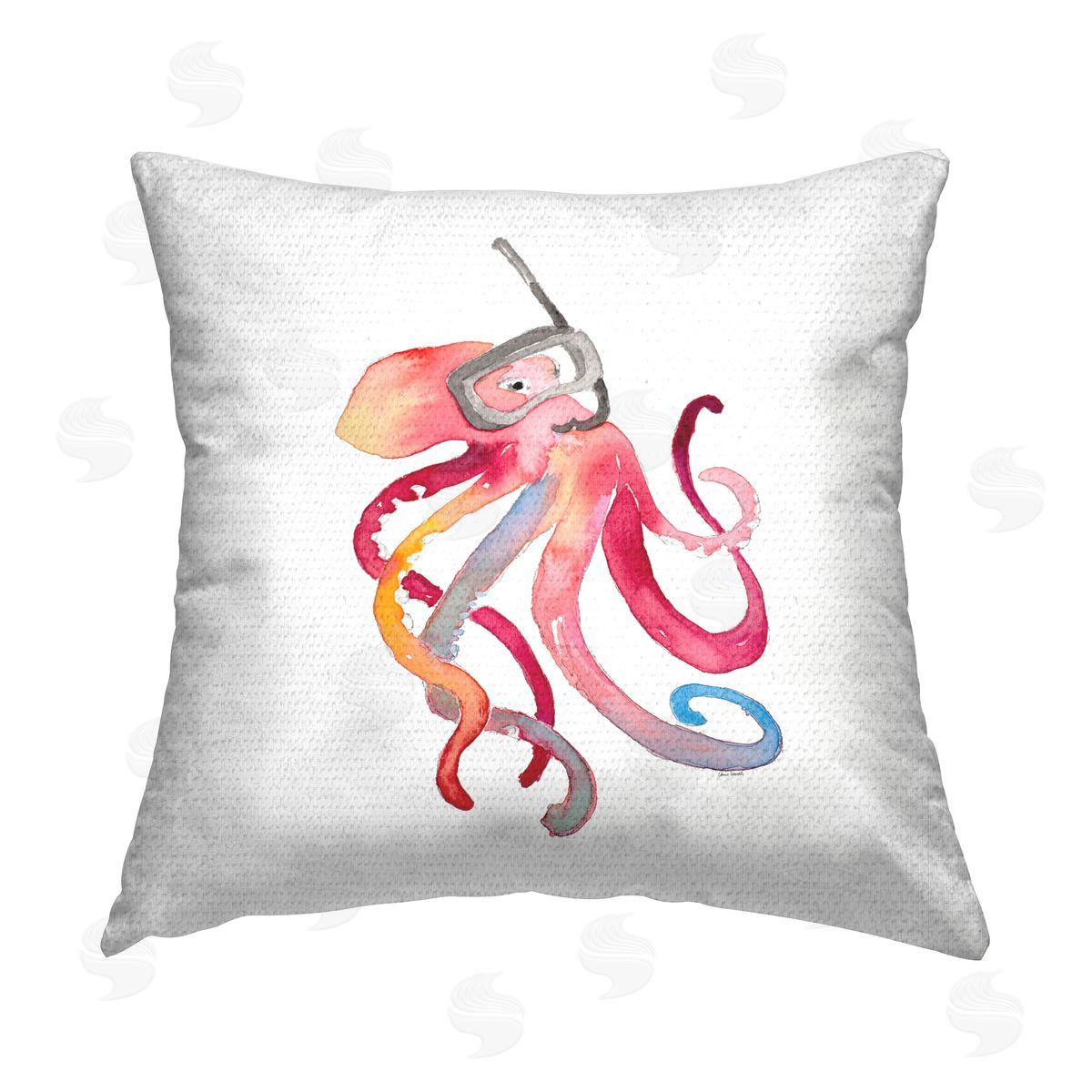 Lanie Loreth Snorkel Mask Octopus Outdoor Quick-Dry Polyester Printed Throw Pillow