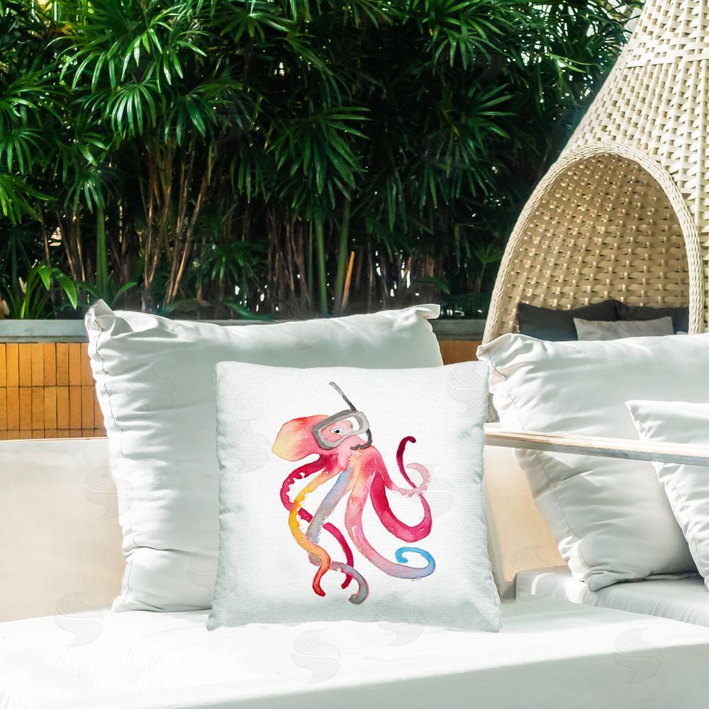 Lanie Loreth Snorkel Mask Octopus Outdoor Quick-Dry Polyester Printed Throw Pillow in Back Yard