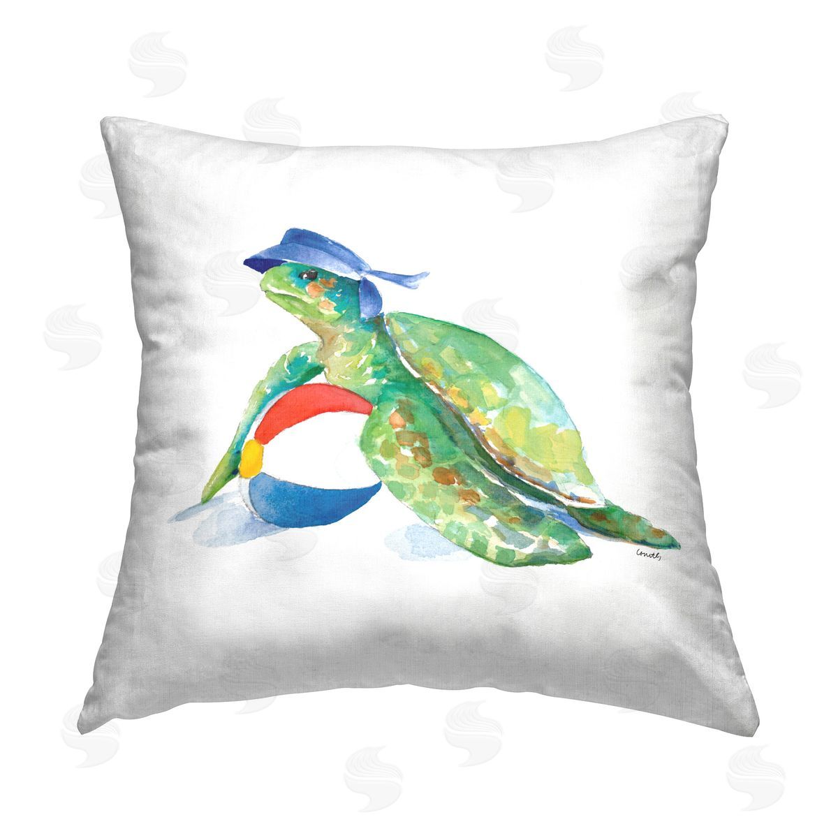 Lanie Loreth Turtle & Beach Ball Printed Plush Polyester Throw Pillow