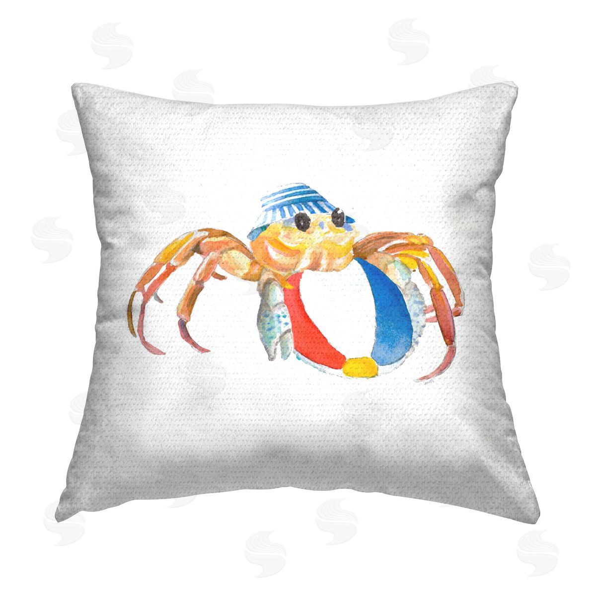 Lanie Loreth Beach Ball Crab Outdoor Quick-Dry Polyester Printed Throw Pillow