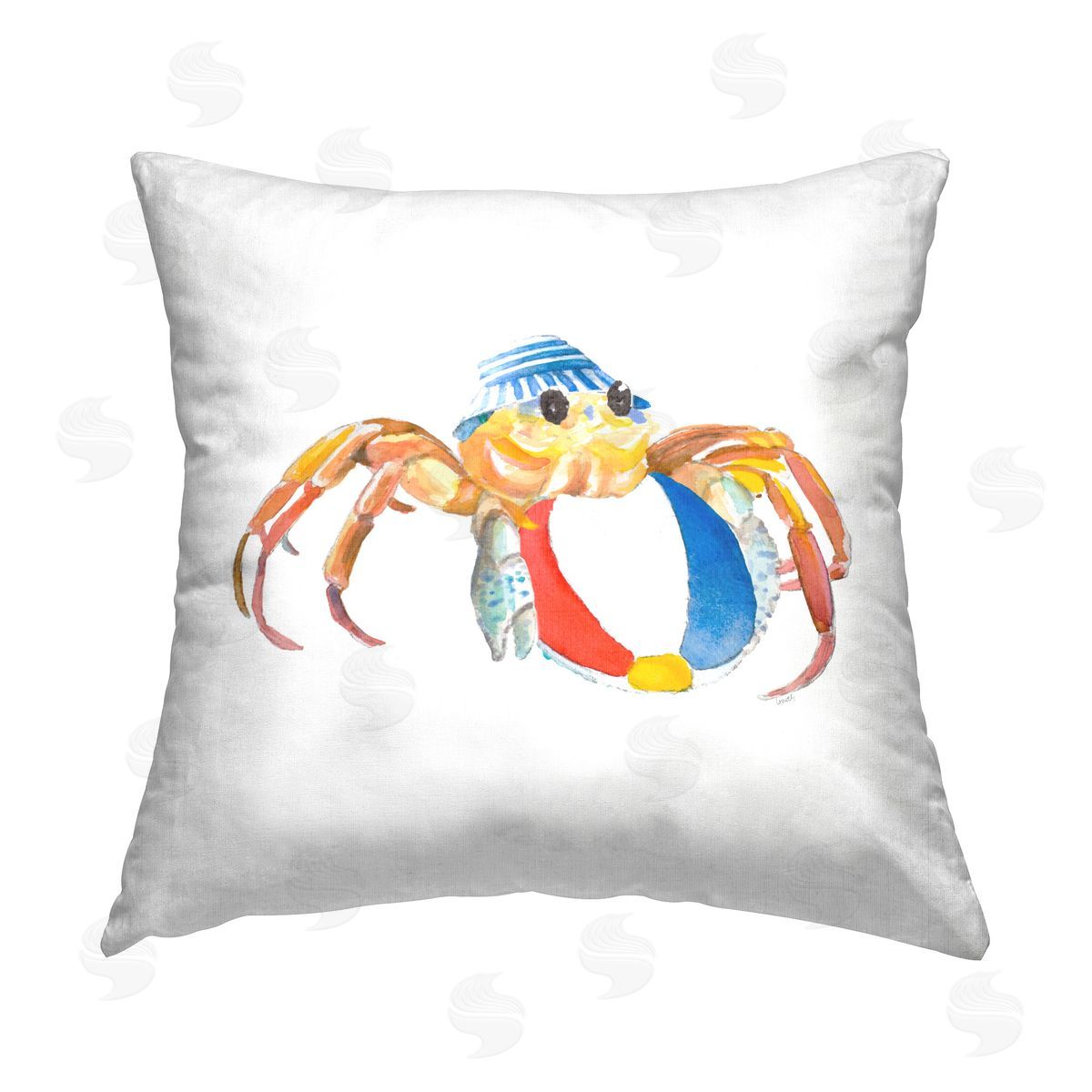 Lanie Loreth Beach Ball Crab Printed Plush Polyester Throw Pillow
