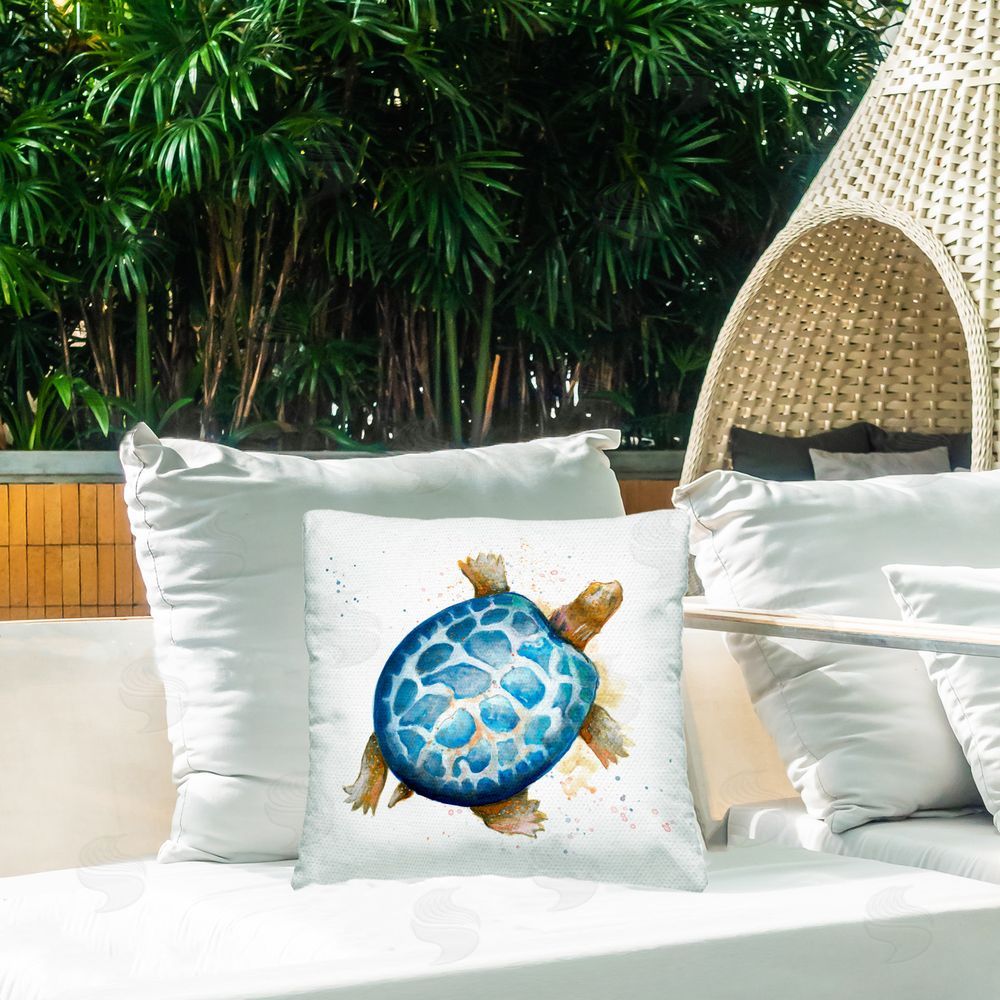 Patricia Pinto Modern Speckled Turtle Outdoor Quick-Dry Polyester Printed Throw Pillow in Back Yard