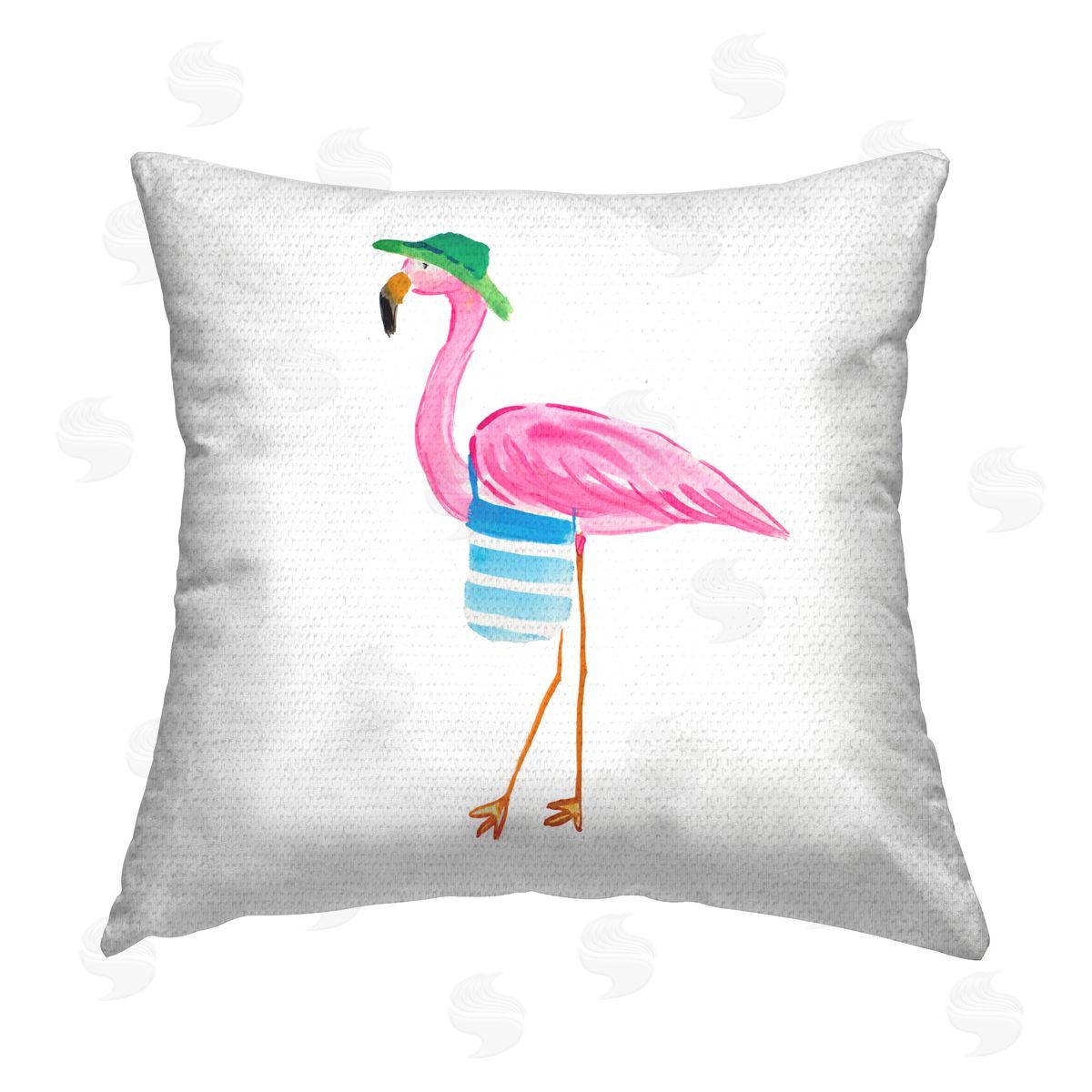 Julie DeRice Flamingo with Beach Tote Outdoor Quick-Dry Polyester Printed Throw Pillow