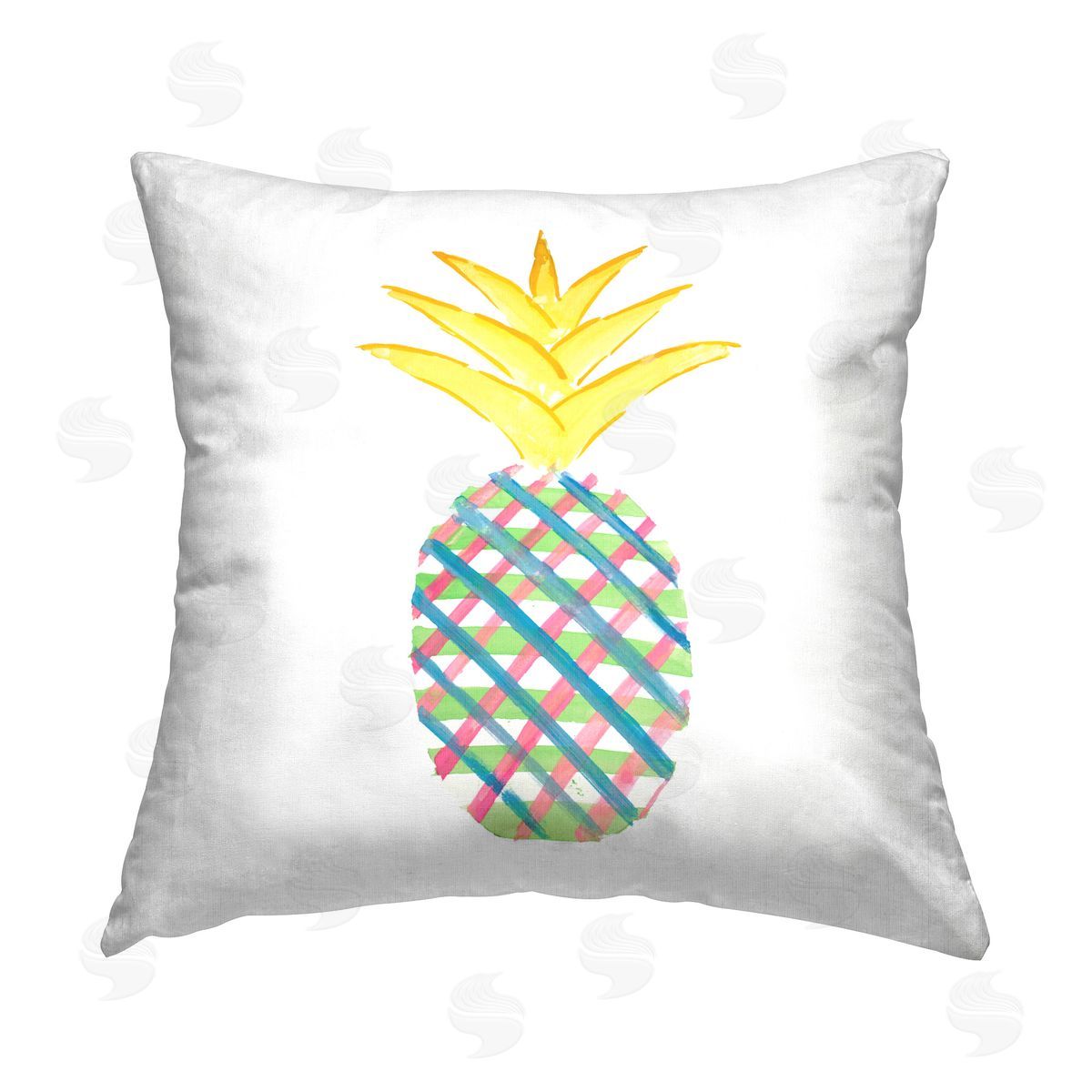 Julie DeRice Plaid Patterned Pineapple Printed Plush Polyester Throw Pillow