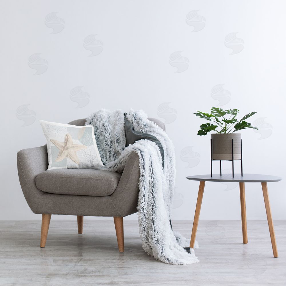 Patricia Pinto Starfish over Circle Pattern Printed Plush Polyester Throw Pillow On Chair