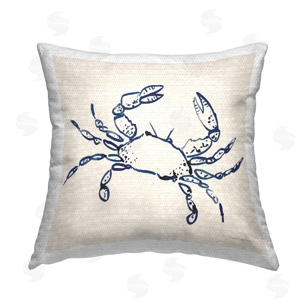 Mercedes Lopez Charro Crab with Dotted Background Outdoor Quick-Dry Polyester Printed Throw Pillow