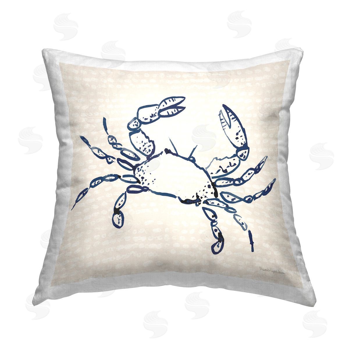 Mercedes Lopez Charro Crab with Dotted Background Printed Plush Polyester Throw Pillow