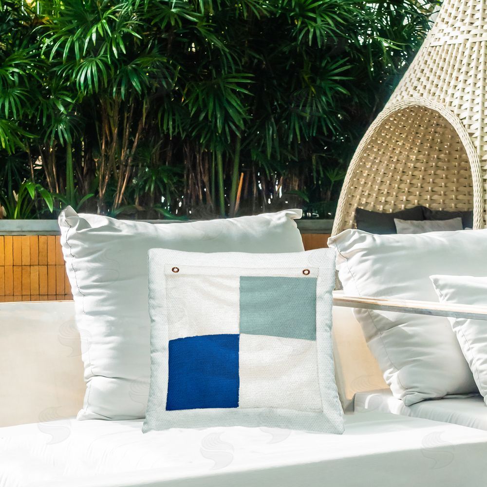 James Wiens Checkered Boat Flag Outdoor Quick-Dry Polyester Printed Throw Pillow in Back Yard