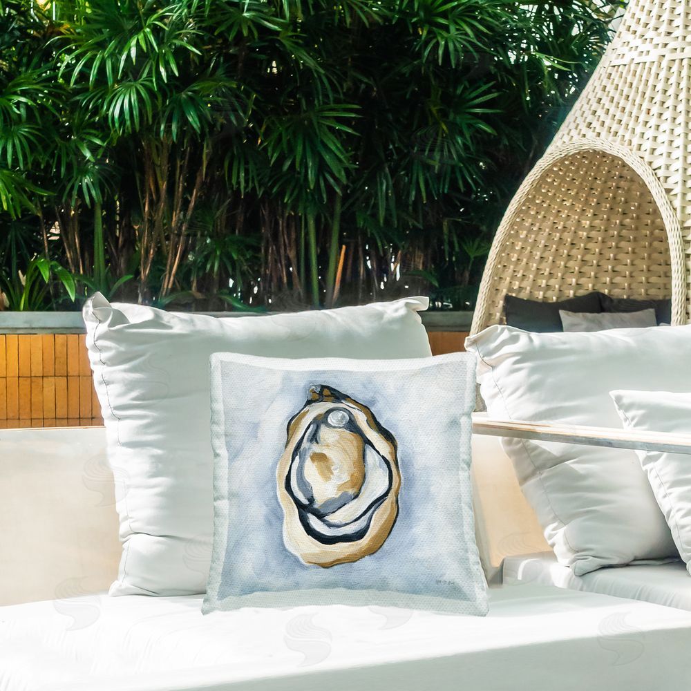 Yvette St. Amant Oyster with Pearl Outdoor Quick-Dry Polyester Printed Throw Pillow in Back Yard