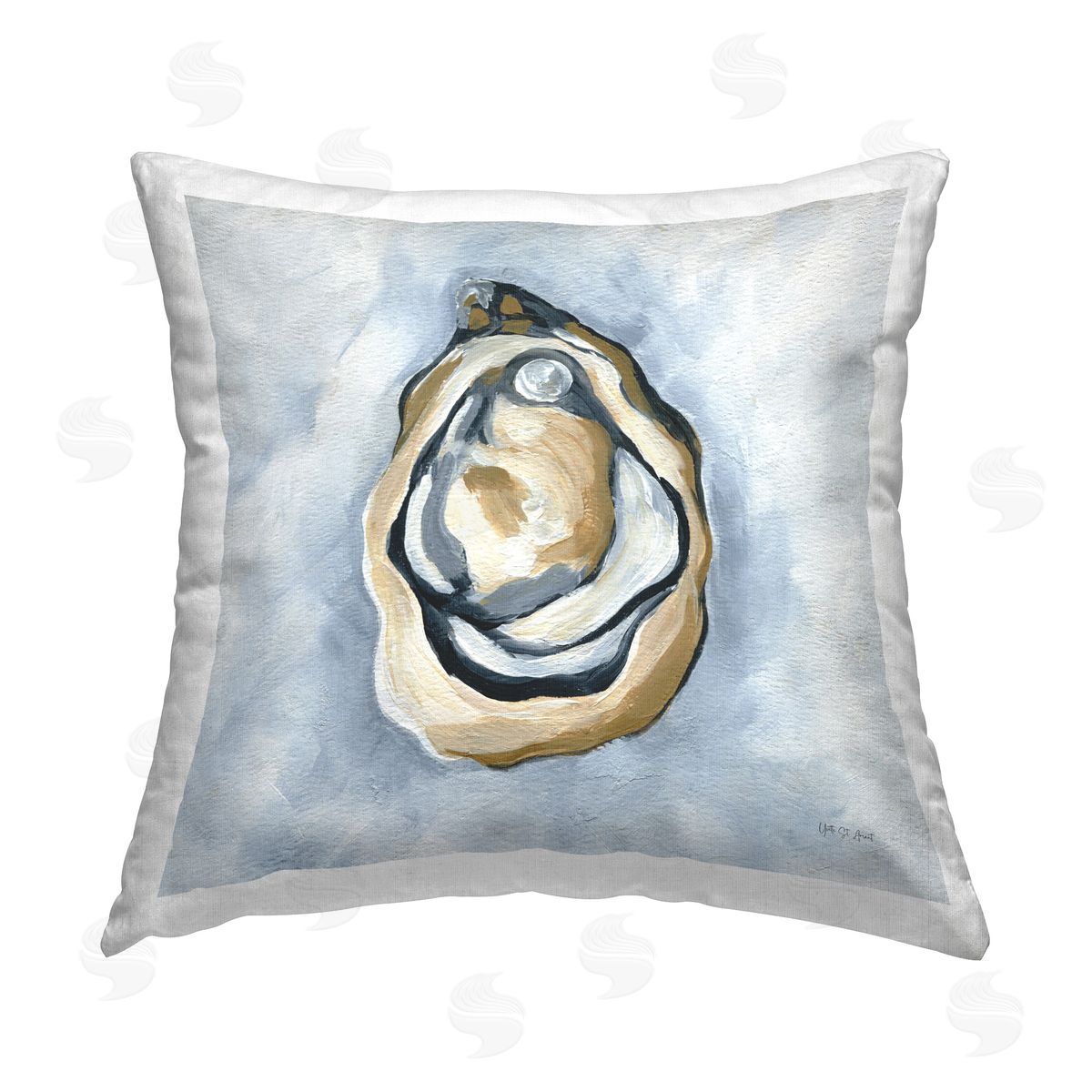 Yvette St. Amant Oyster with Pearl Printed Plush Polyester Throw Pillow