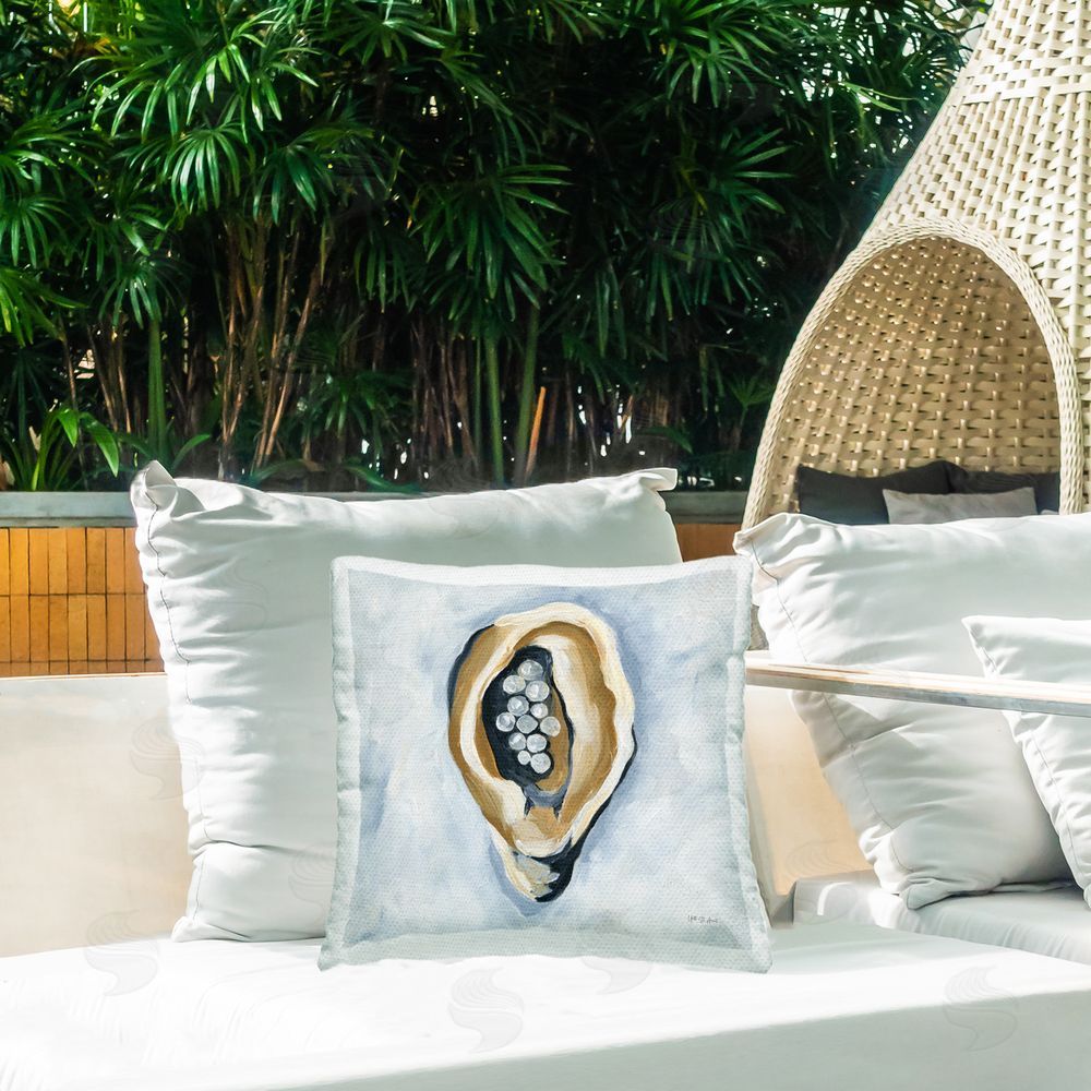 Yvette St. Amant World Is Your Oyster Outdoor Quick-Dry Polyester Printed Throw Pillow in Back Yard
