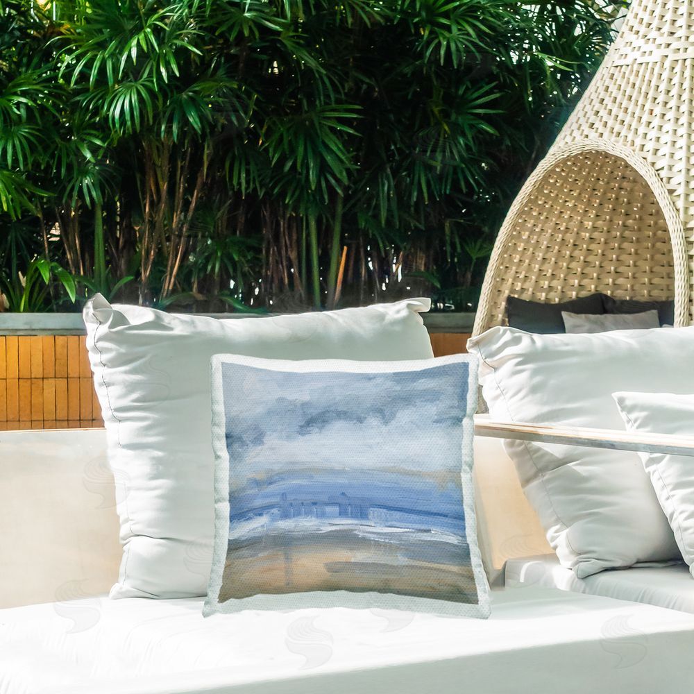 Pamela Munger Abstract Beach Scenery Outdoor Quick-Dry Polyester Printed Throw Pillow in Back Yard