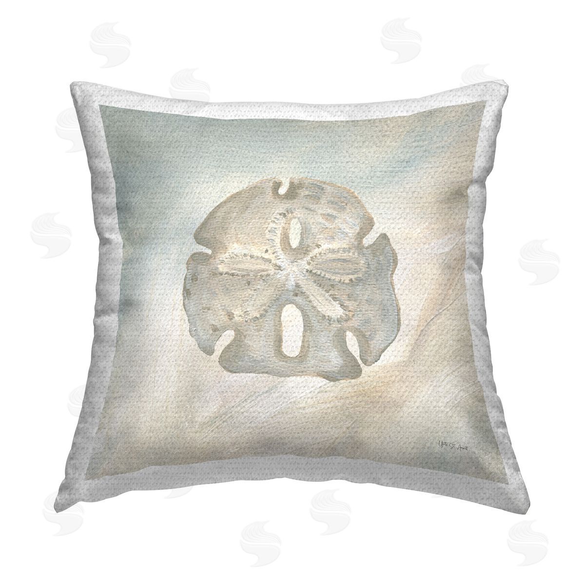 Yvette St. Amant Sand Dollar over Beige Outdoor Quick-Dry Polyester Printed Throw Pillow