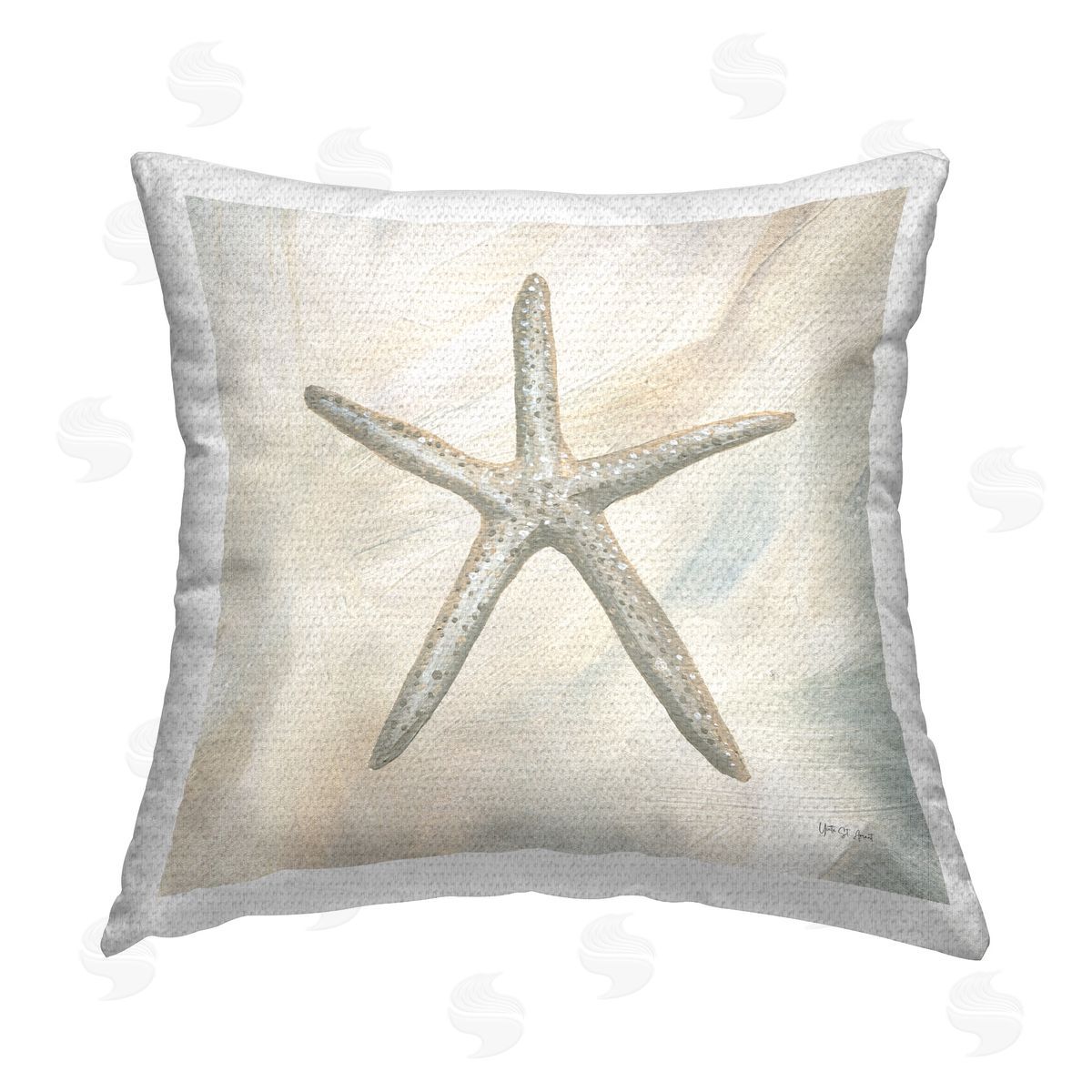 Yvette St. Amant Minimal Beige Starfish Outdoor Quick-Dry Polyester Printed Throw Pillow