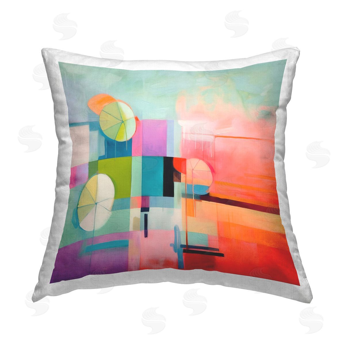 Irena Orlov Beach Umbrellas Abstraction Printed Plush Polyester Throw Pillow