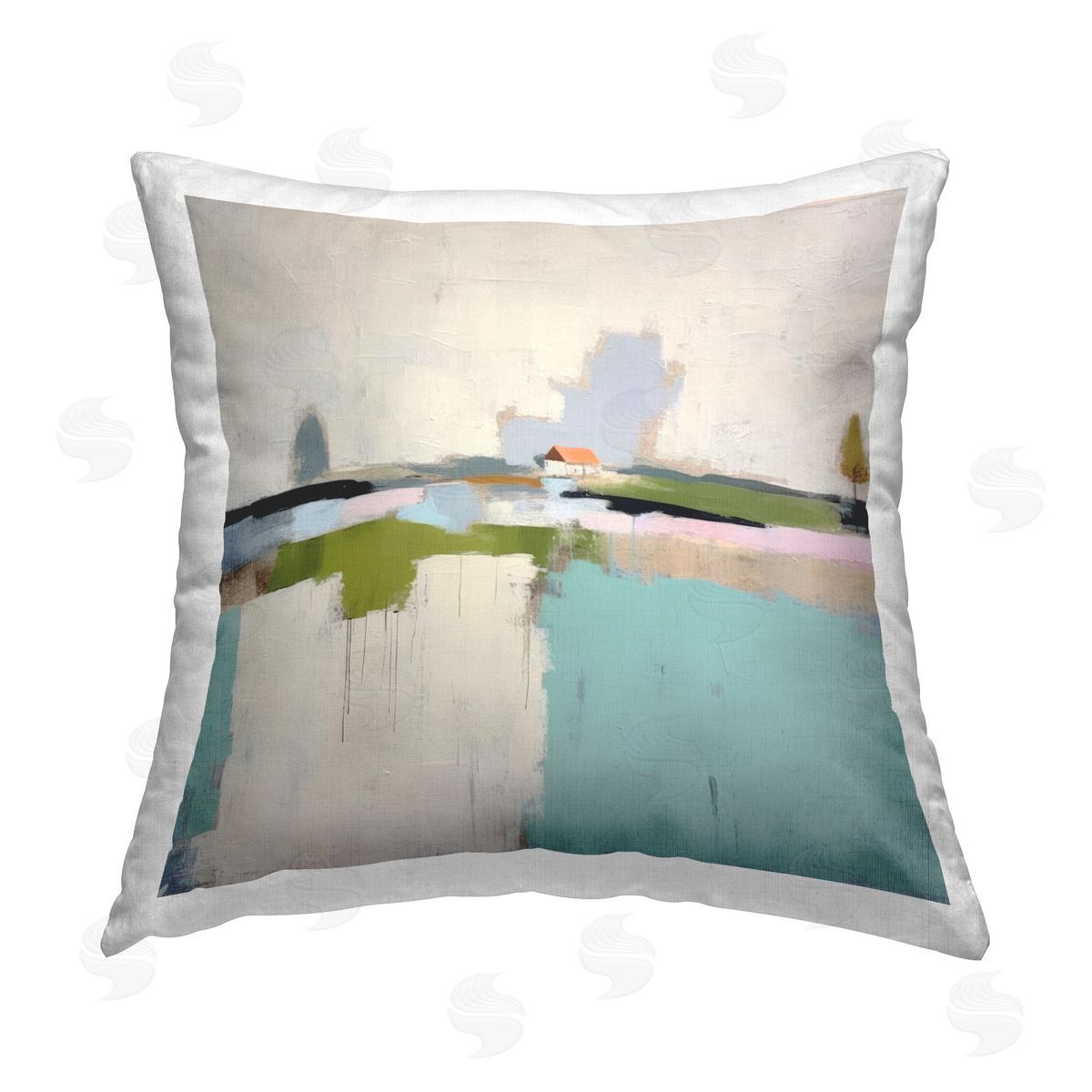 Irena Orlov Distant Cottage Composition Printed Plush Polyester Throw Pillow