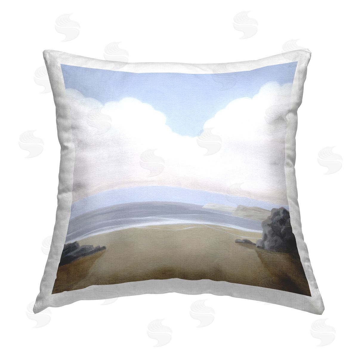 Melissa Wang Soft Clouds Over Beach Printed Plush Polyester Throw Pillow