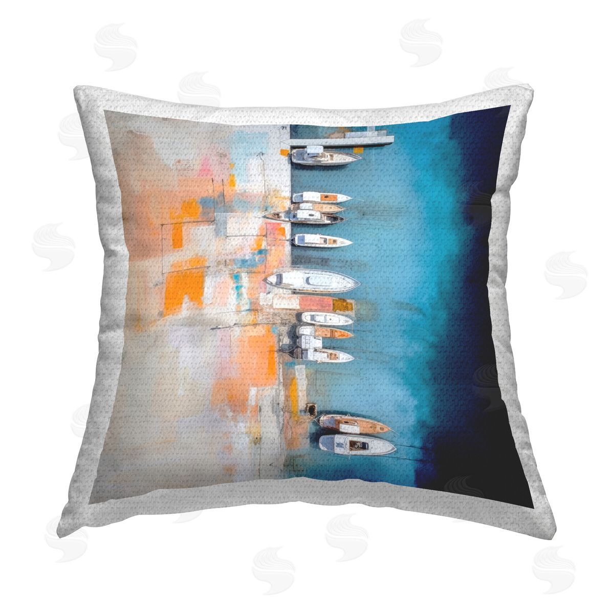 Irena Orlov Boat Harbor Aerial View Outdoor Quick-Dry Polyester Printed Throw Pillow