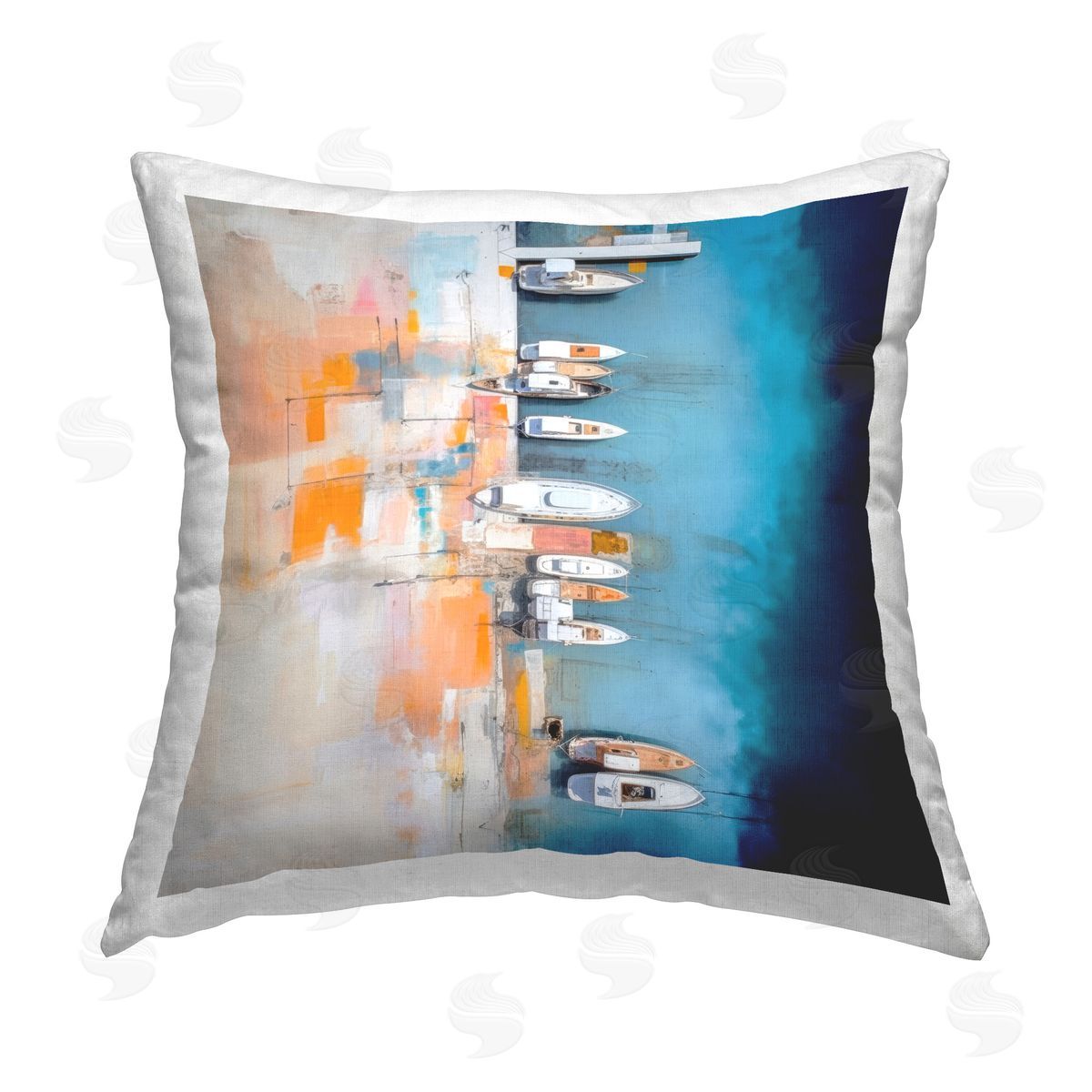 Irena Orlov Boat Harbor Aerial View Printed Plush Polyester Throw Pillow