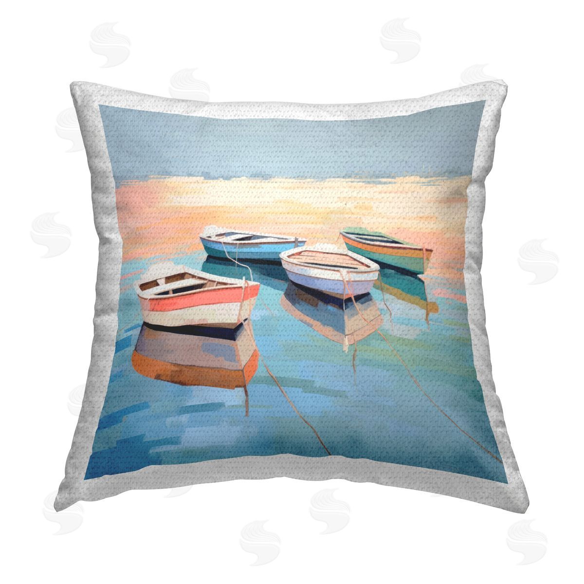 Irena Orlov Boat Reflection Shore Outdoor Quick-Dry Polyester Printed Throw Pillow