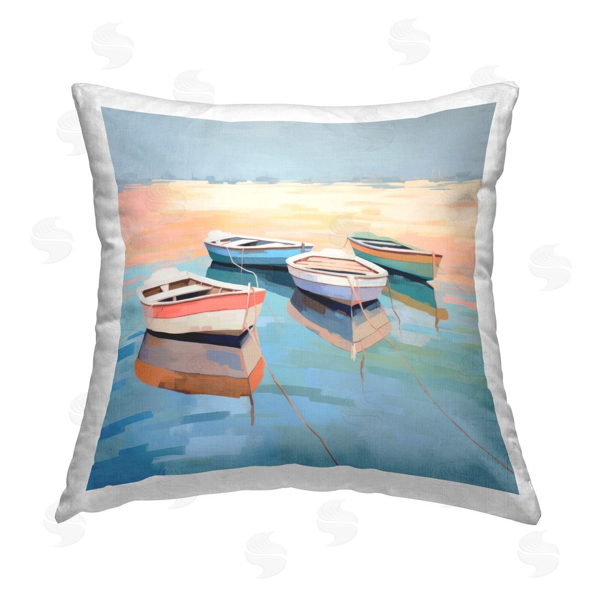 Irena Orlov Boat Reflection Shore Printed Plush Polyester Throw Pillow