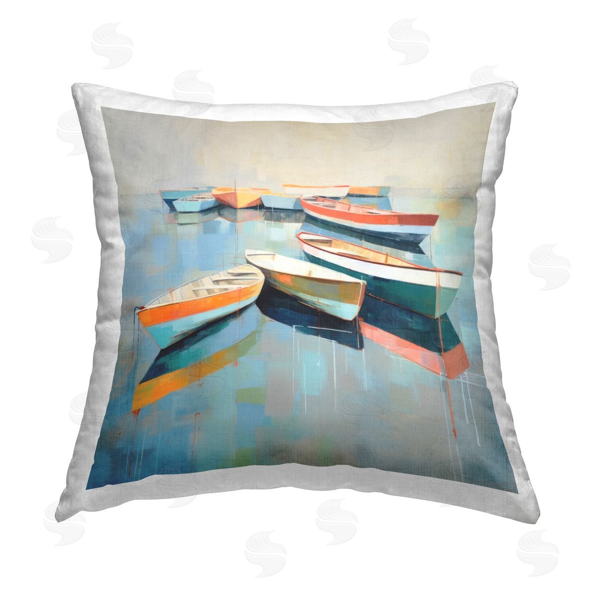 Irena Orlov Boats on Shoreline Printed Plush Polyester Throw Pillow