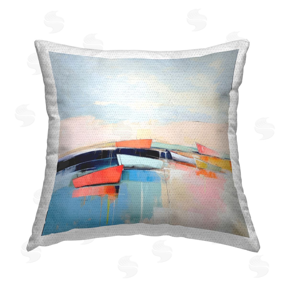 Irena Orlov Vivid Boat Reflection Outdoor Quick-Dry Polyester Printed Throw Pillow