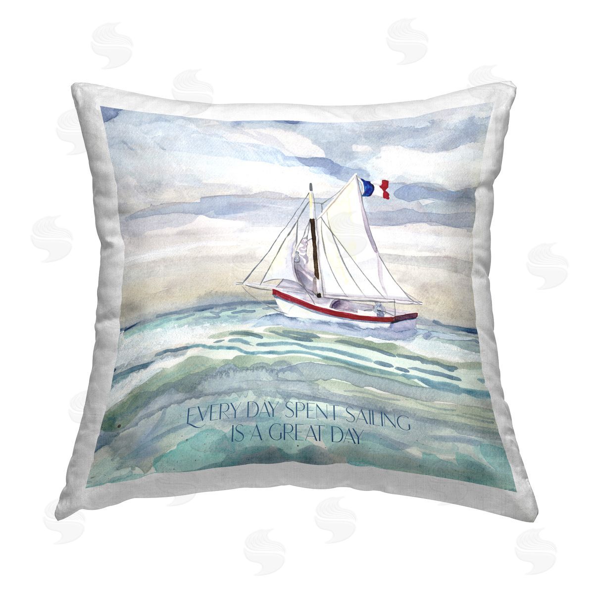 Audrey Jeanne Roberts Great Day Sailing Phrase Printed Plush Polyester Throw Pillow