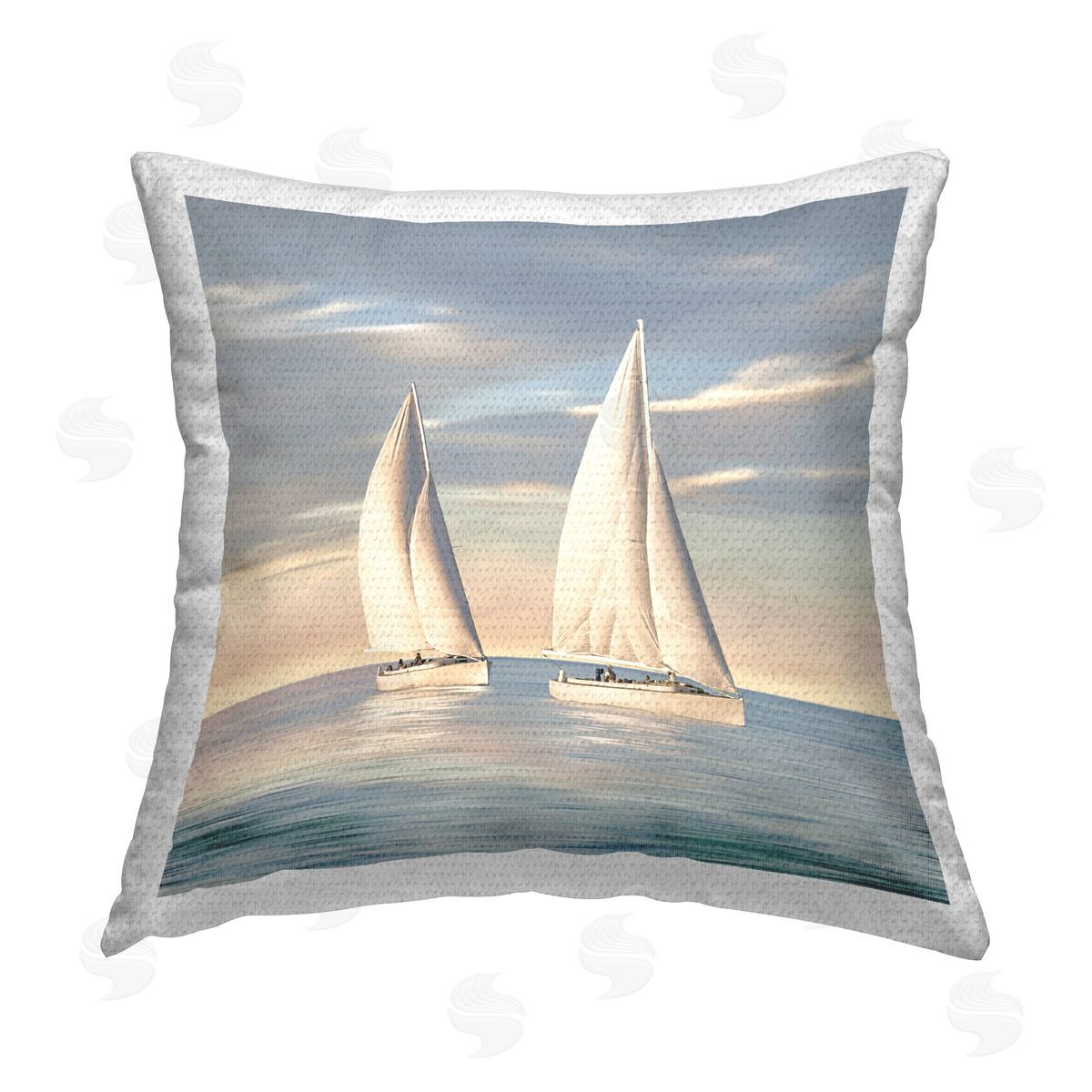 Amber Sterling Two Mighty Sailboats Outdoor Quick-Dry Polyester Printed Throw Pillow