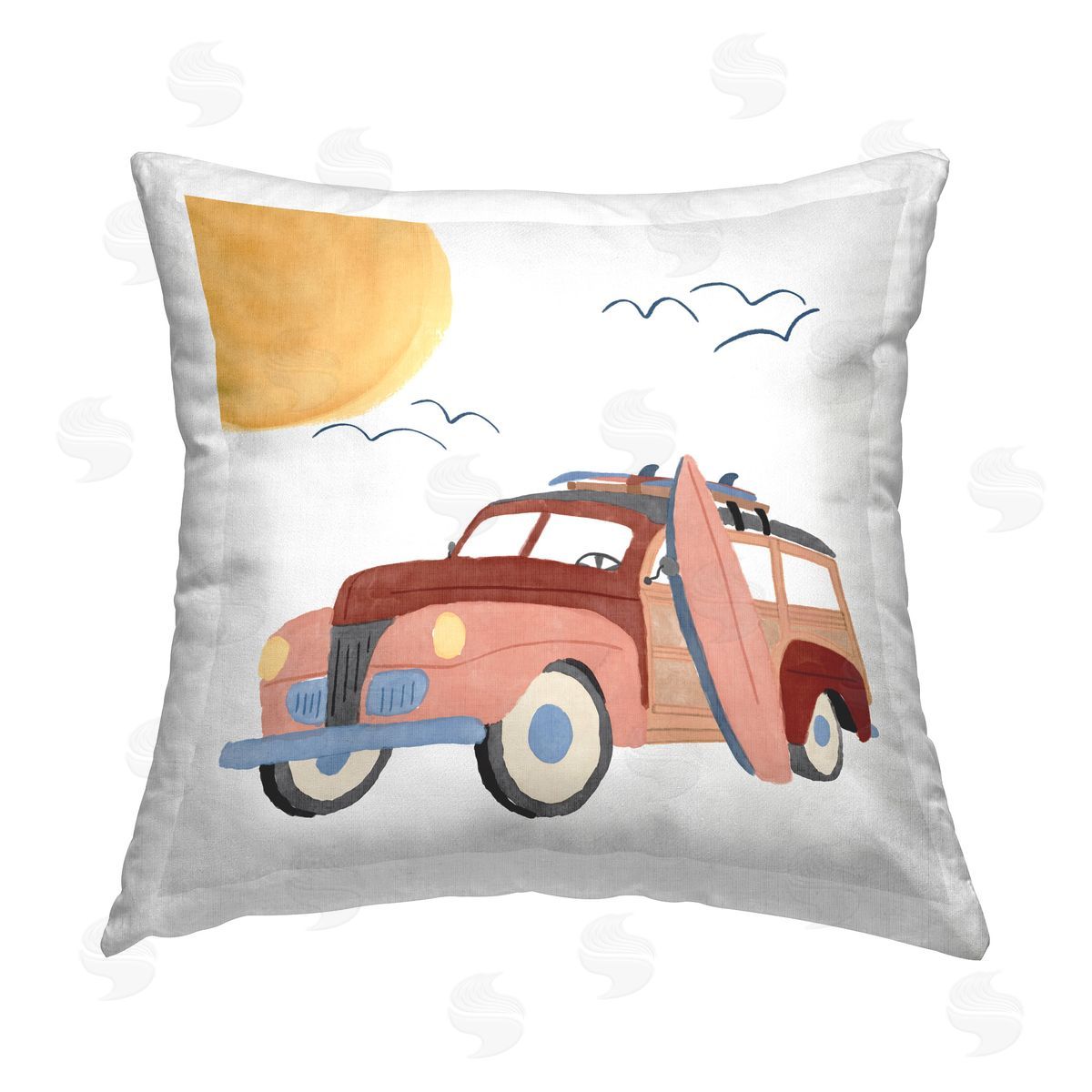 Carrie Cantwell Summer Surf Wagon Printed Plush Polyester Throw Pillow