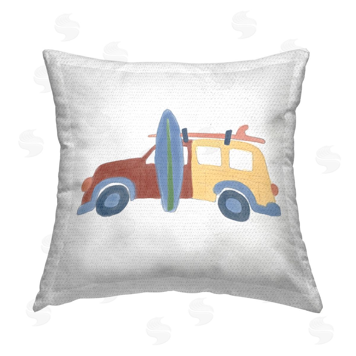 Carrie Cantwell Summer Beach Wagon Outdoor Quick-Dry Polyester Printed Throw Pillow