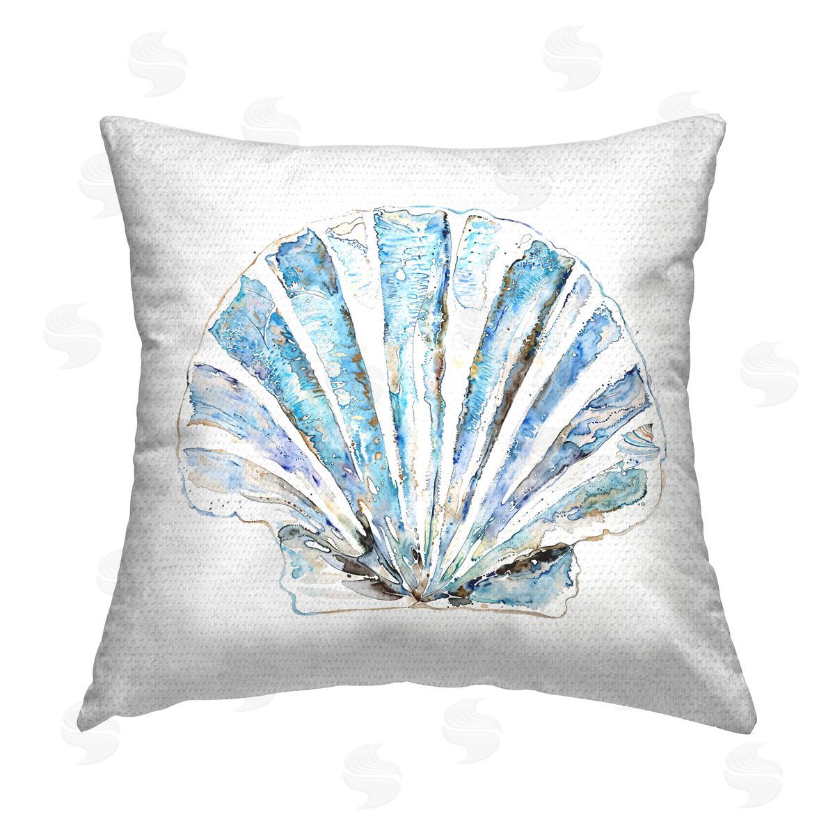 Christine Zalewski Blue Clam Shell Outdoor Quick-Dry Polyester Printed Throw Pillow