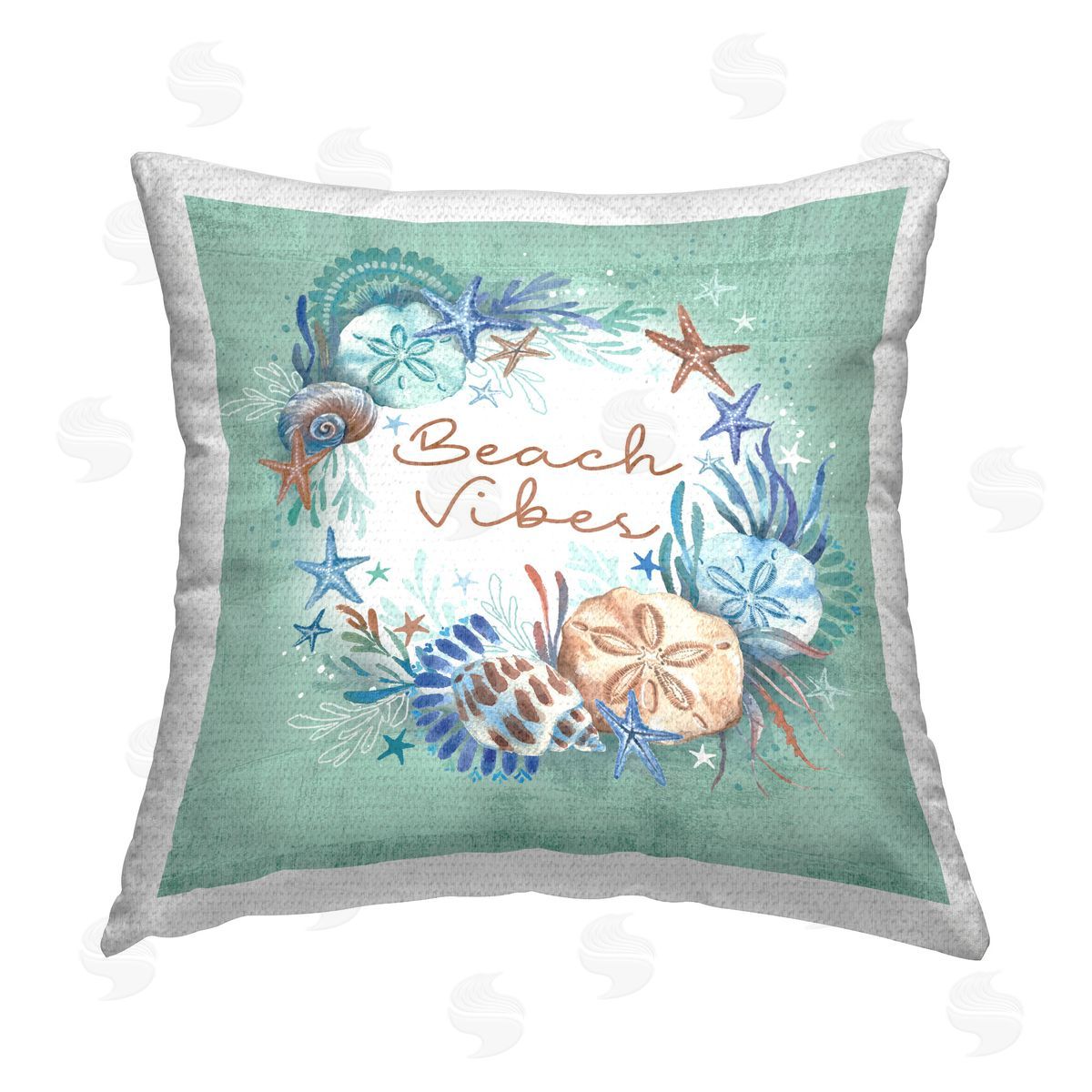 Courtney Morgenstern Beach Vibes & Seashells Outdoor Quick-Dry Polyester Printed Throw Pillow