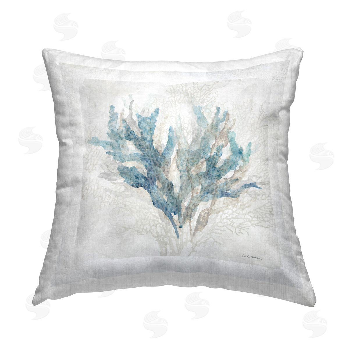 Carol Robinson Calm Coral Composition Printed Plush Polyester Throw Pillow