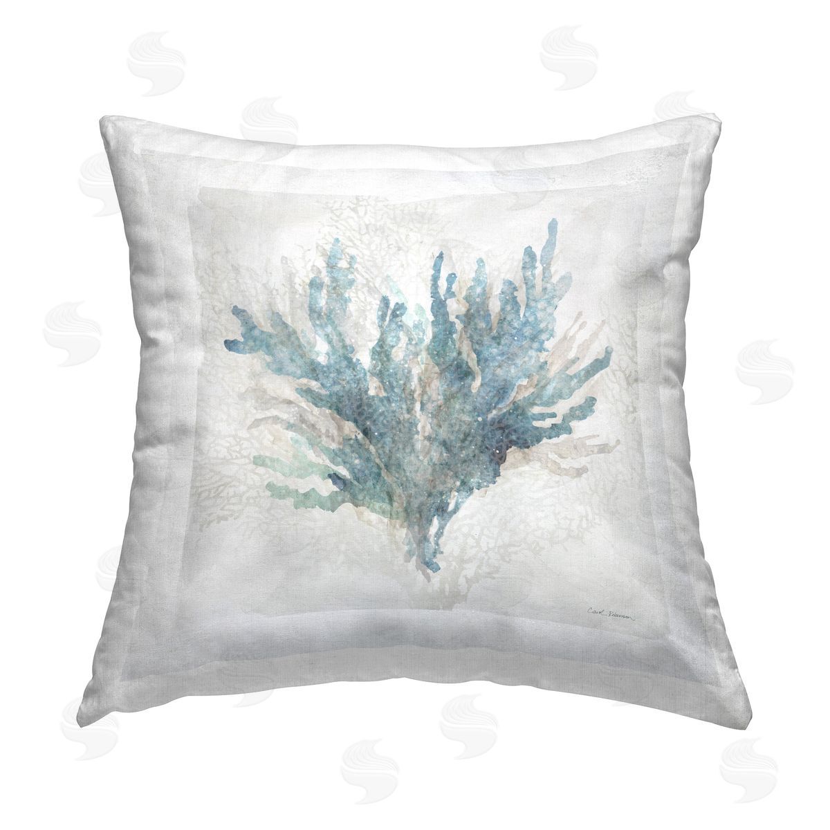 Carol Robinson Calm Expressive Coral Printed Plush Polyester Throw Pillow