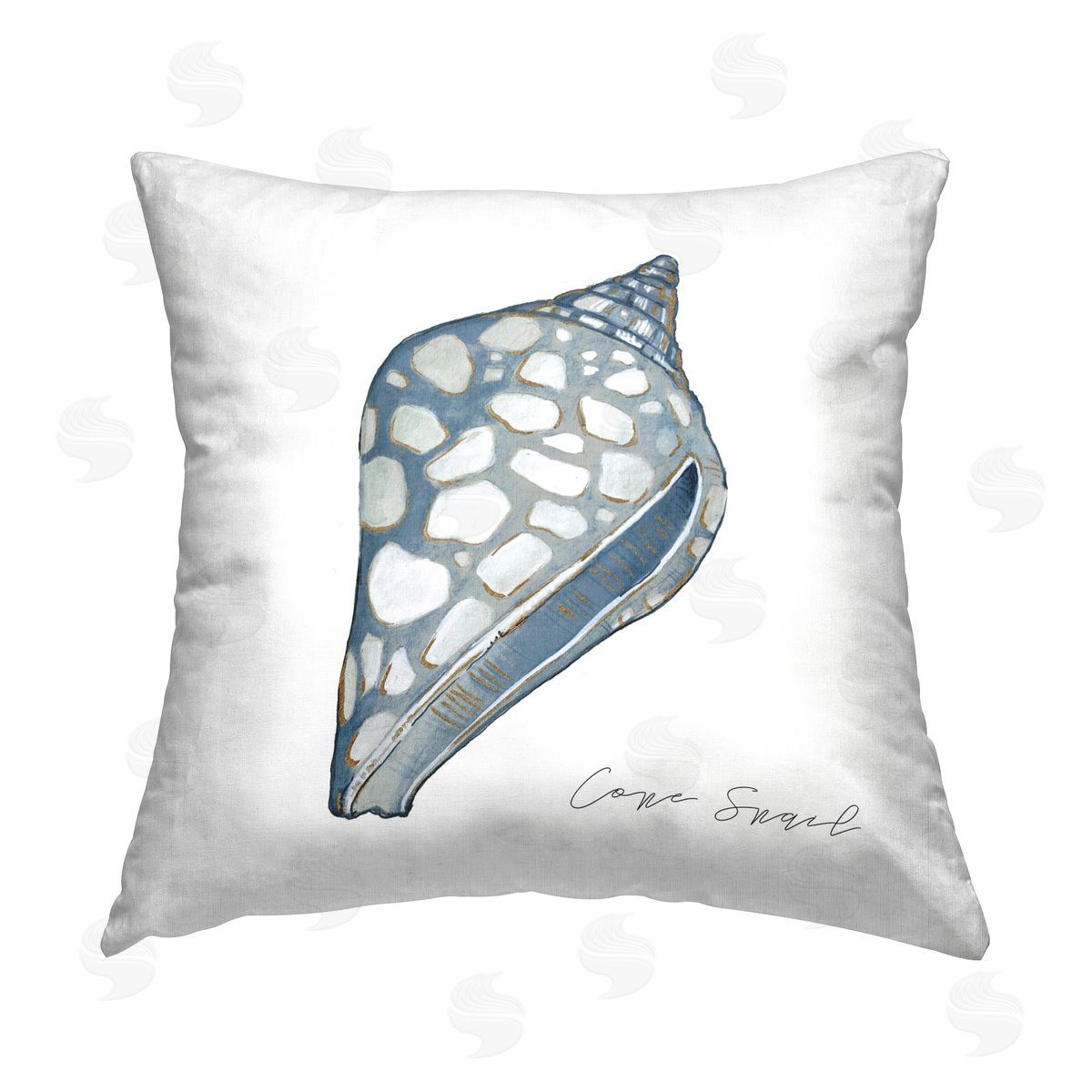 Carol Robinson Cone Snail Shell Printed Plush Polyester Throw Pillow