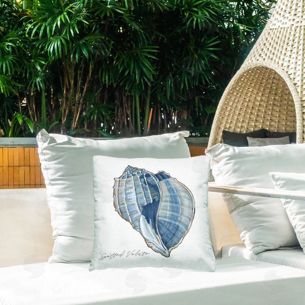 Carol Robinson Spotted Volute Shell Outdoor Quick-Dry Polyester Printed Throw Pillow in Back Yard