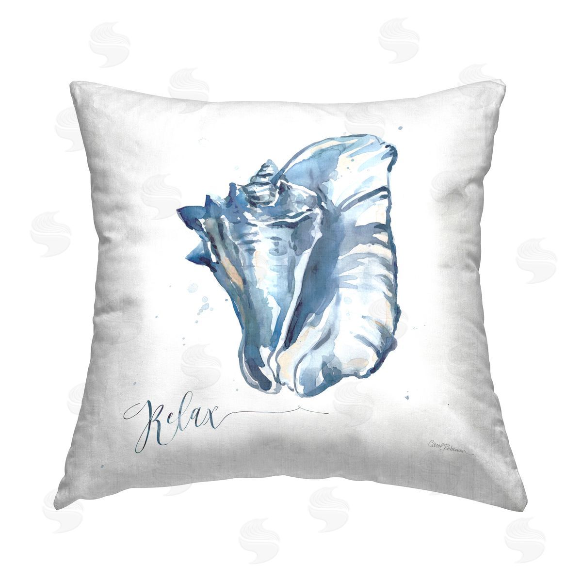 Carol Robinson Shell with Relax Phrase Printed Plush Polyester Throw Pillow