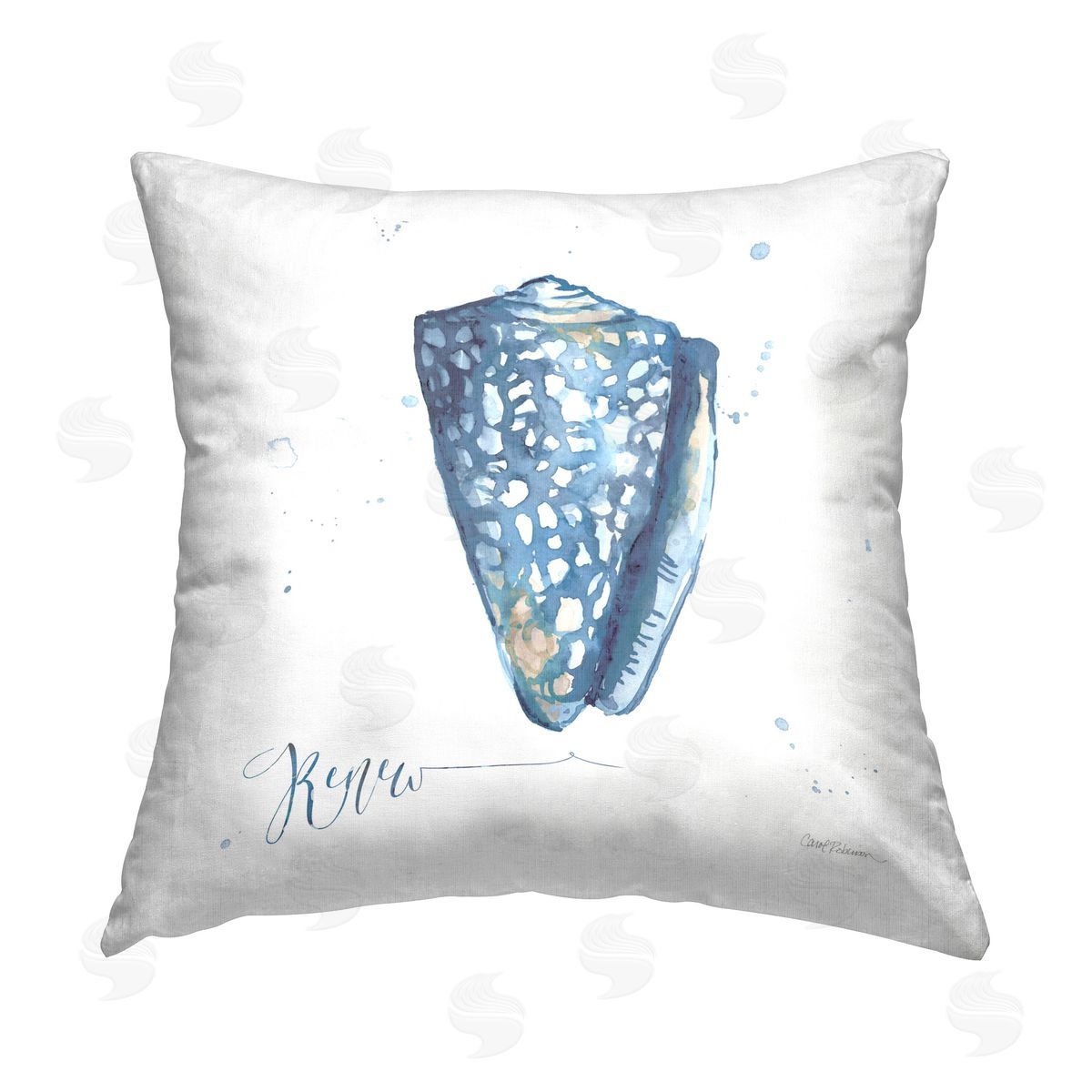 Carol Robinson Shell with Renew Phrase Printed Plush Polyester Throw Pillow