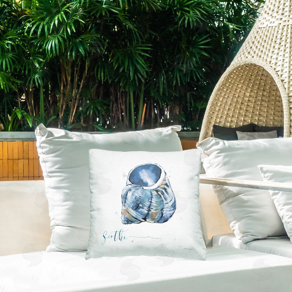 Carol Robinson Shell with Soothe Phrase Outdoor Quick-Dry Polyester Printed Throw Pillow in Back Yard