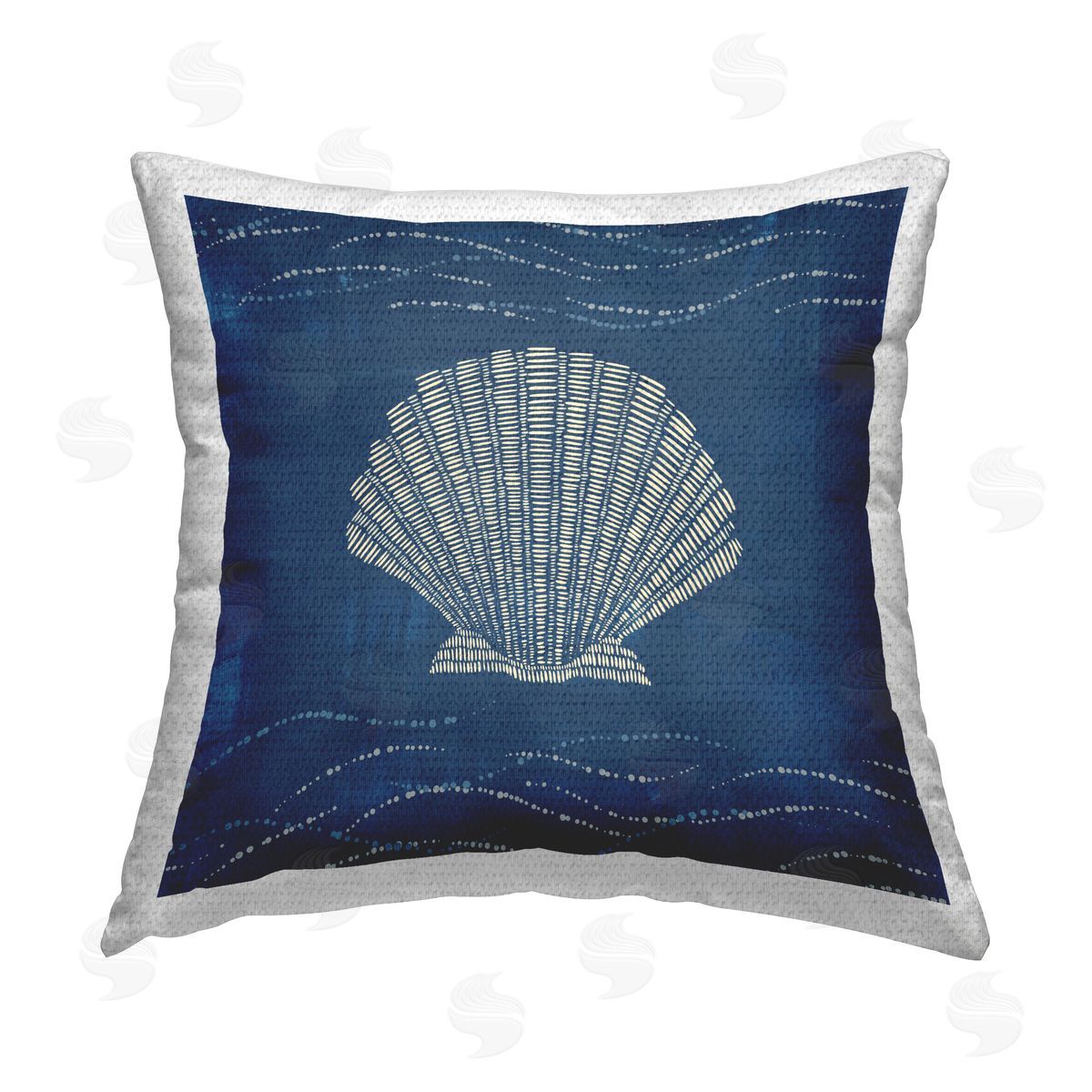 Jetty Home LLC Clam Shell on Blue Outdoor Quick-Dry Polyester Printed Throw Pillow