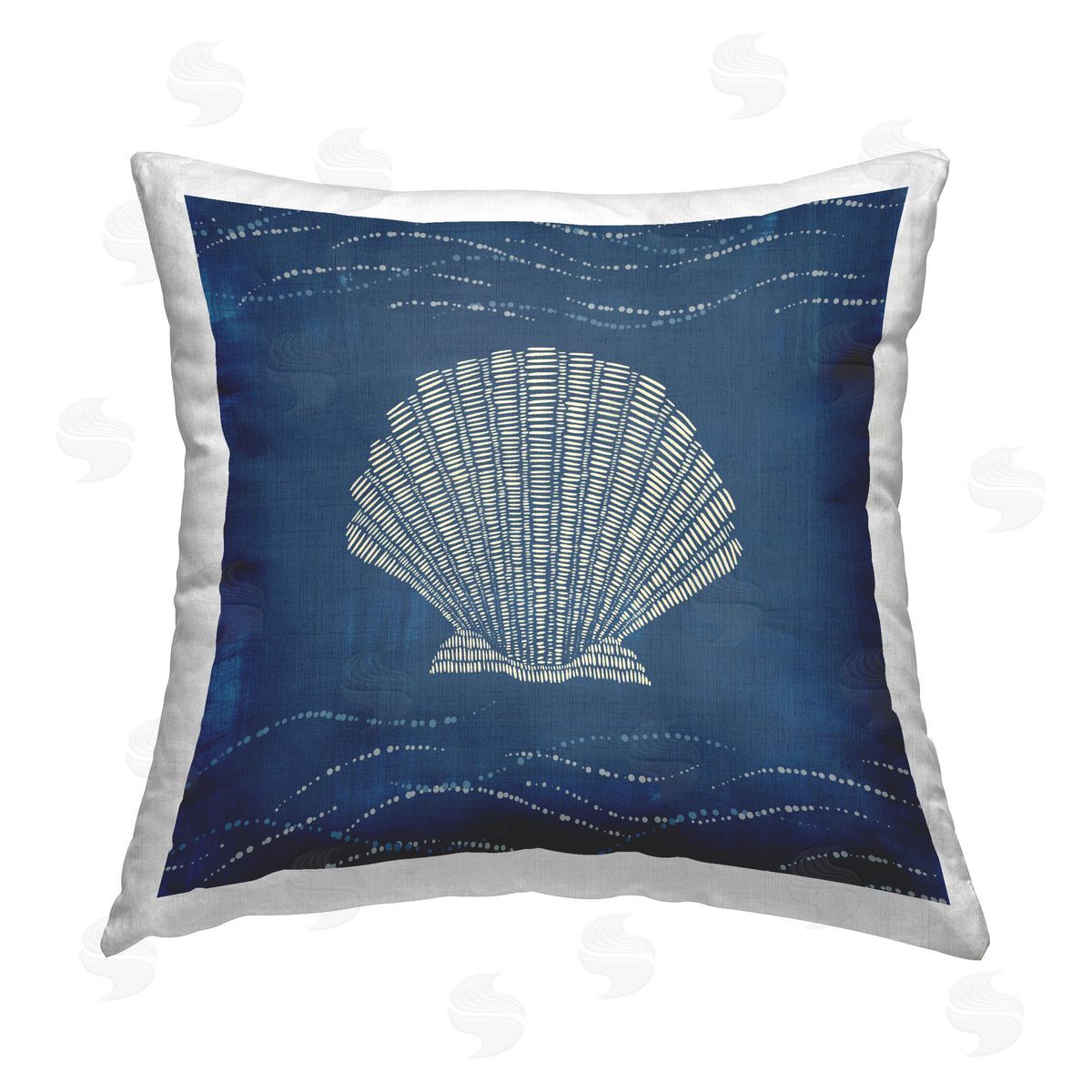 Jetty Home LLC Clam Shell on Blue Printed Plush Polyester Throw Pillow