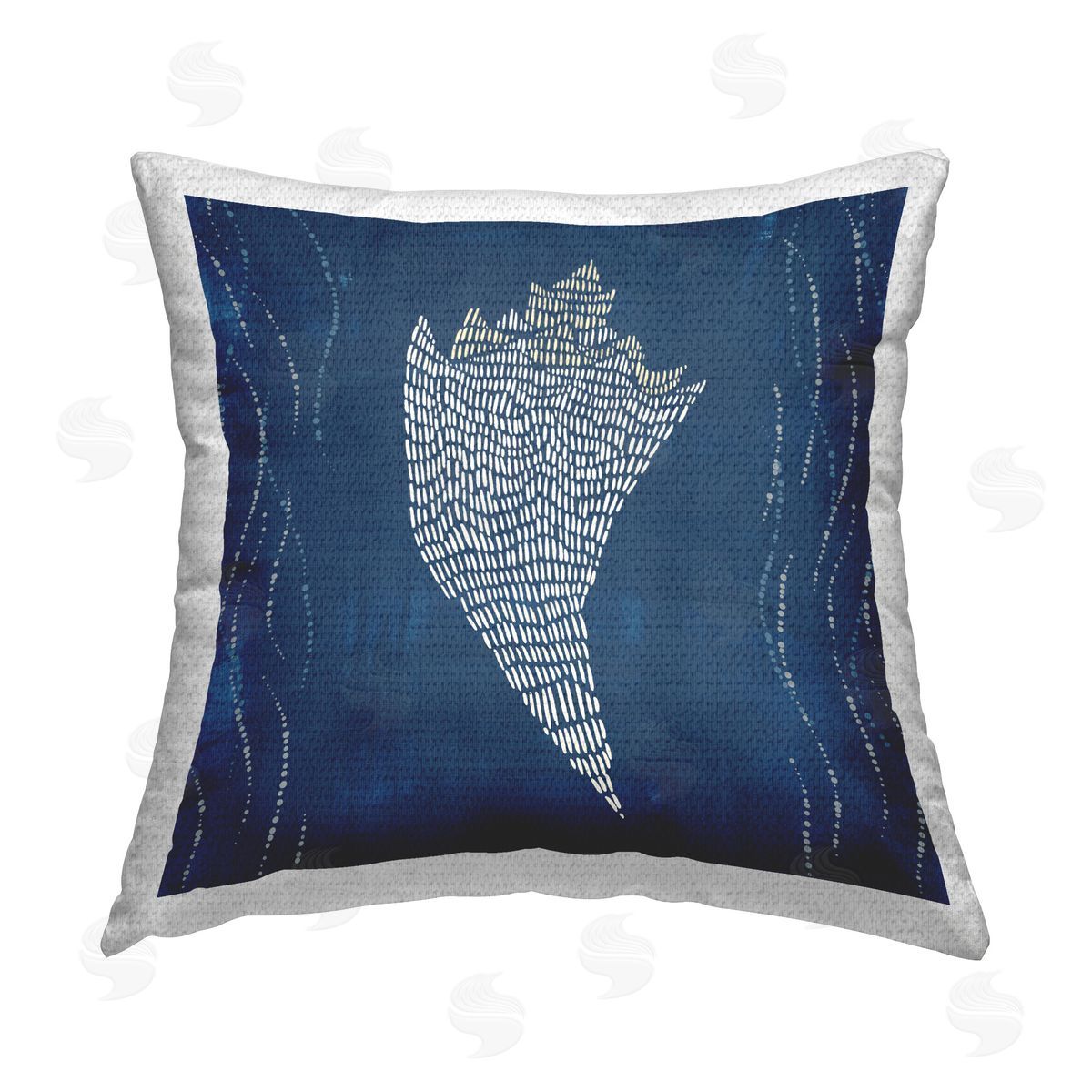 Jetty Home LLC Conch Shell on Blue Outdoor Quick-Dry Polyester Printed Throw Pillow