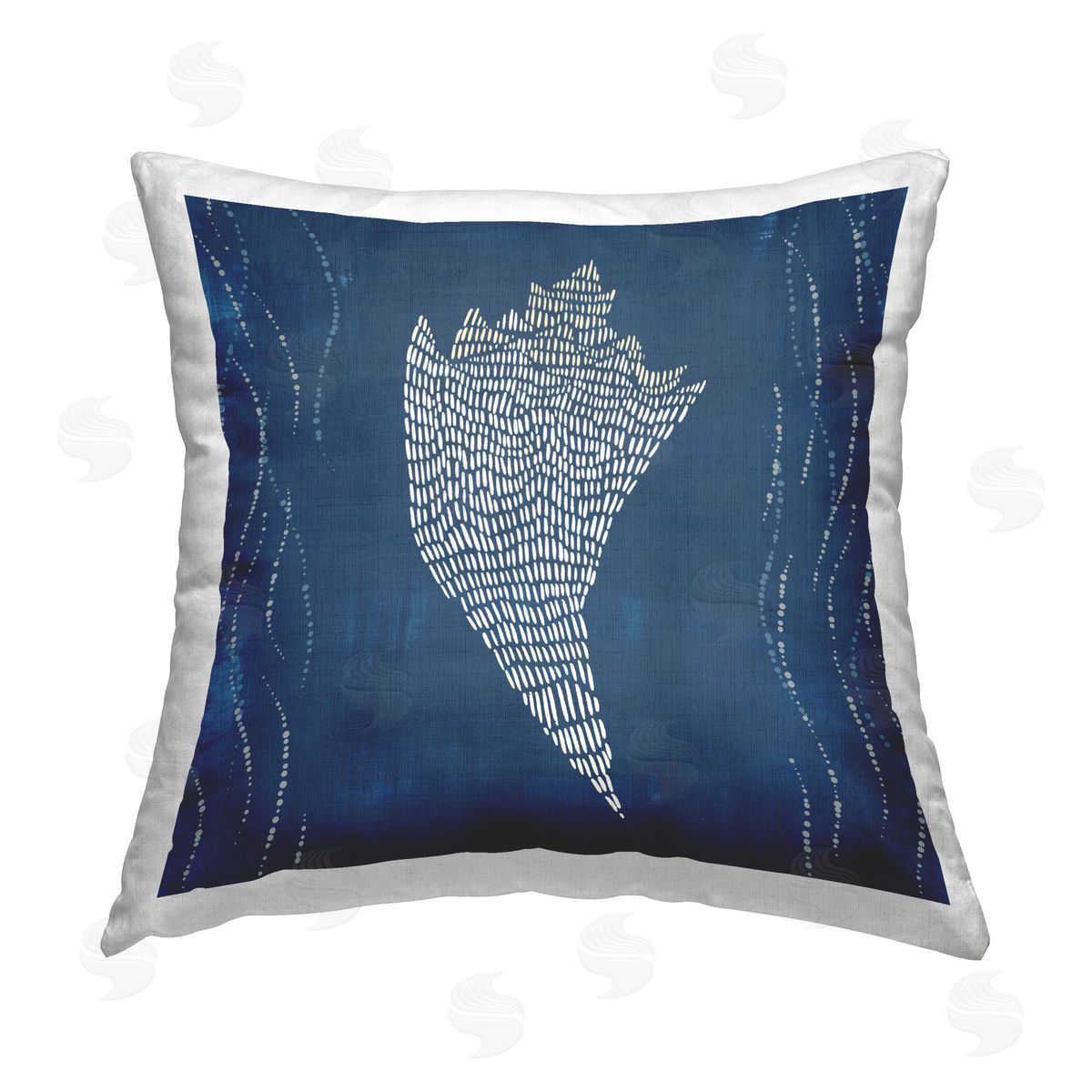 Jetty Home LLC Conch Shell on Blue Printed Plush Polyester Throw Pillow