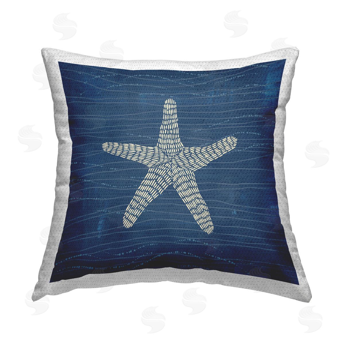 Jetty Home LLC Starfish on Blue Outdoor Quick-Dry Polyester Printed Throw Pillow