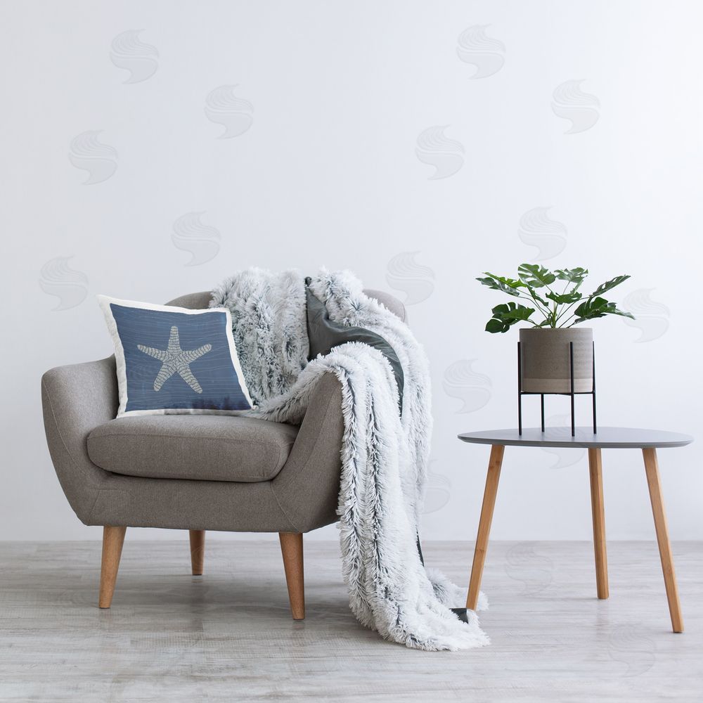 Jetty Home LLC Starfish on Blue Printed Plush Polyester Throw Pillow On Chair