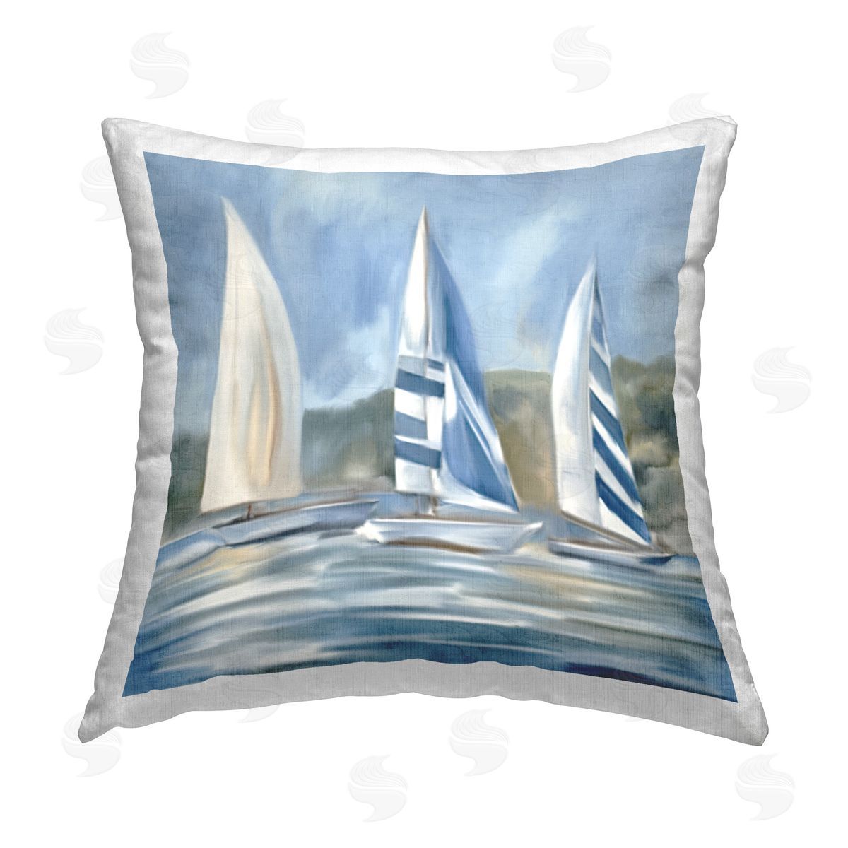Kim Allen Sailboat Trio Drifting Printed Plush Polyester Throw Pillow